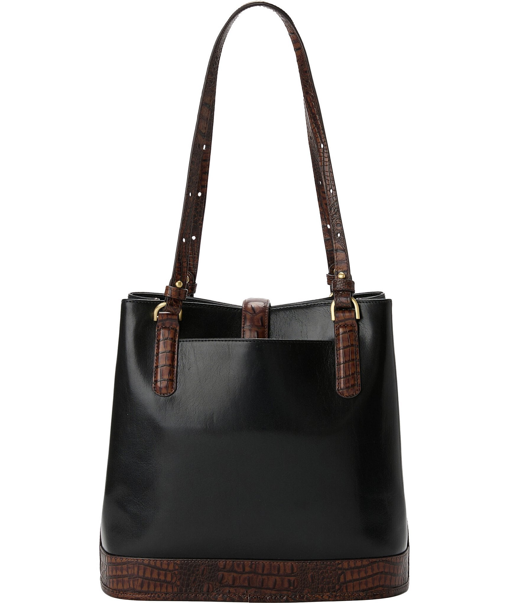 BRAHMIN Tuscan Collection Black Fiora Bucket Bag