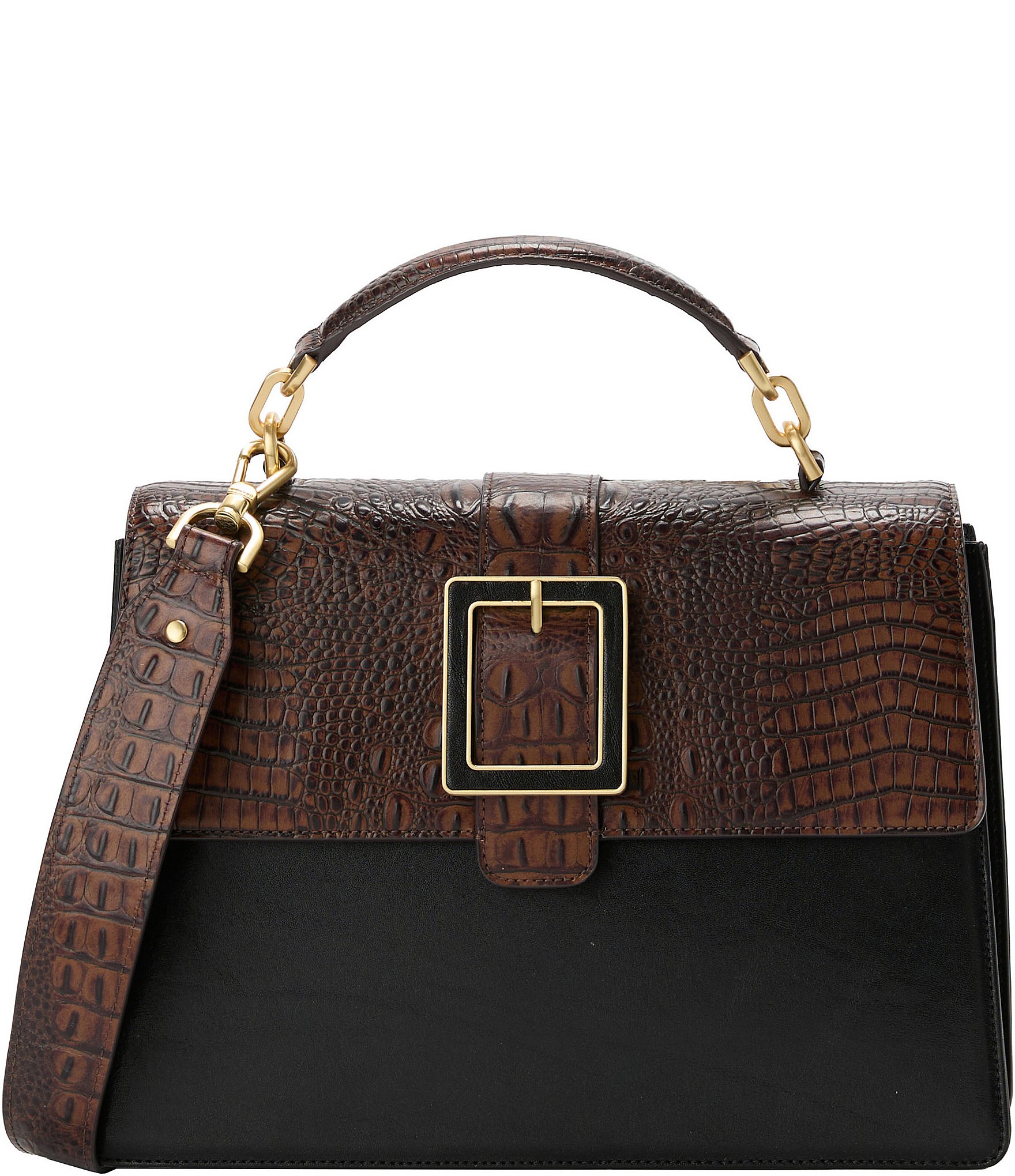 BRAHMIN Tuscan Collection Black Hallie Satchel Bag