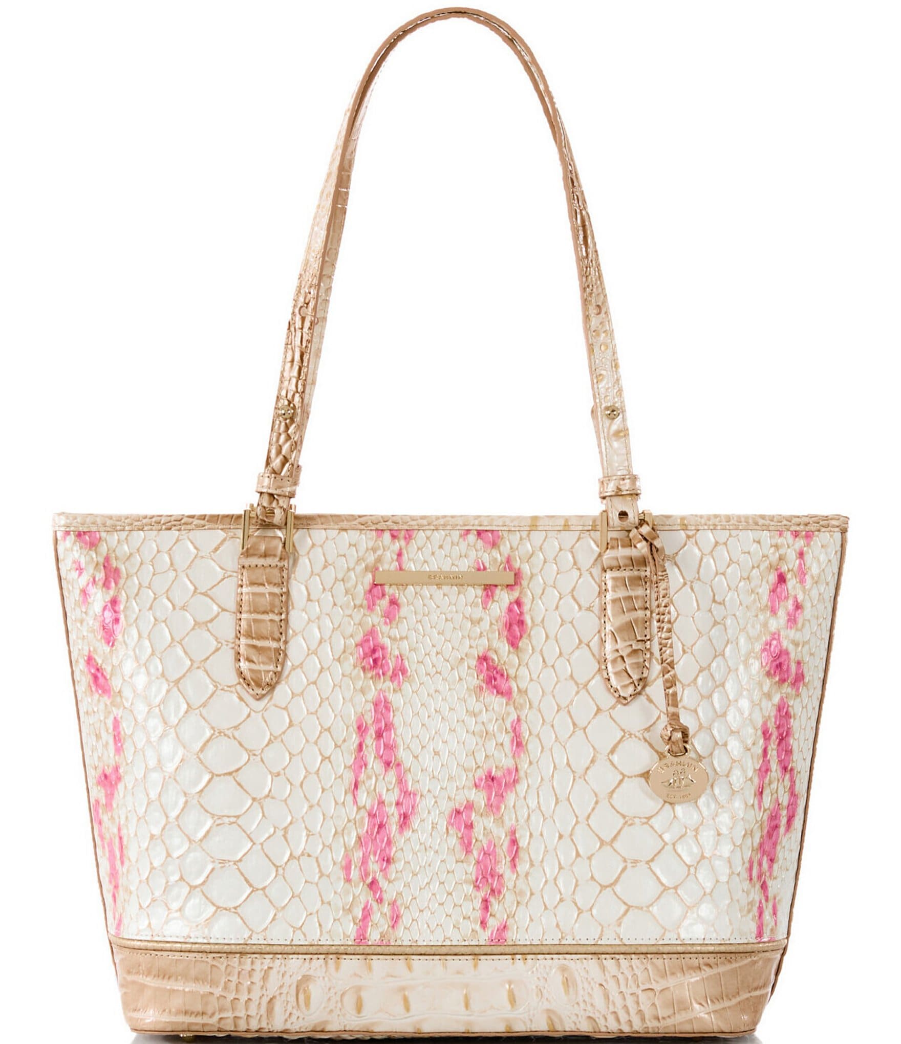 BRAHMIN Valentia Collection Apricot Rose Medium Asher Tote Bag | Dillard's