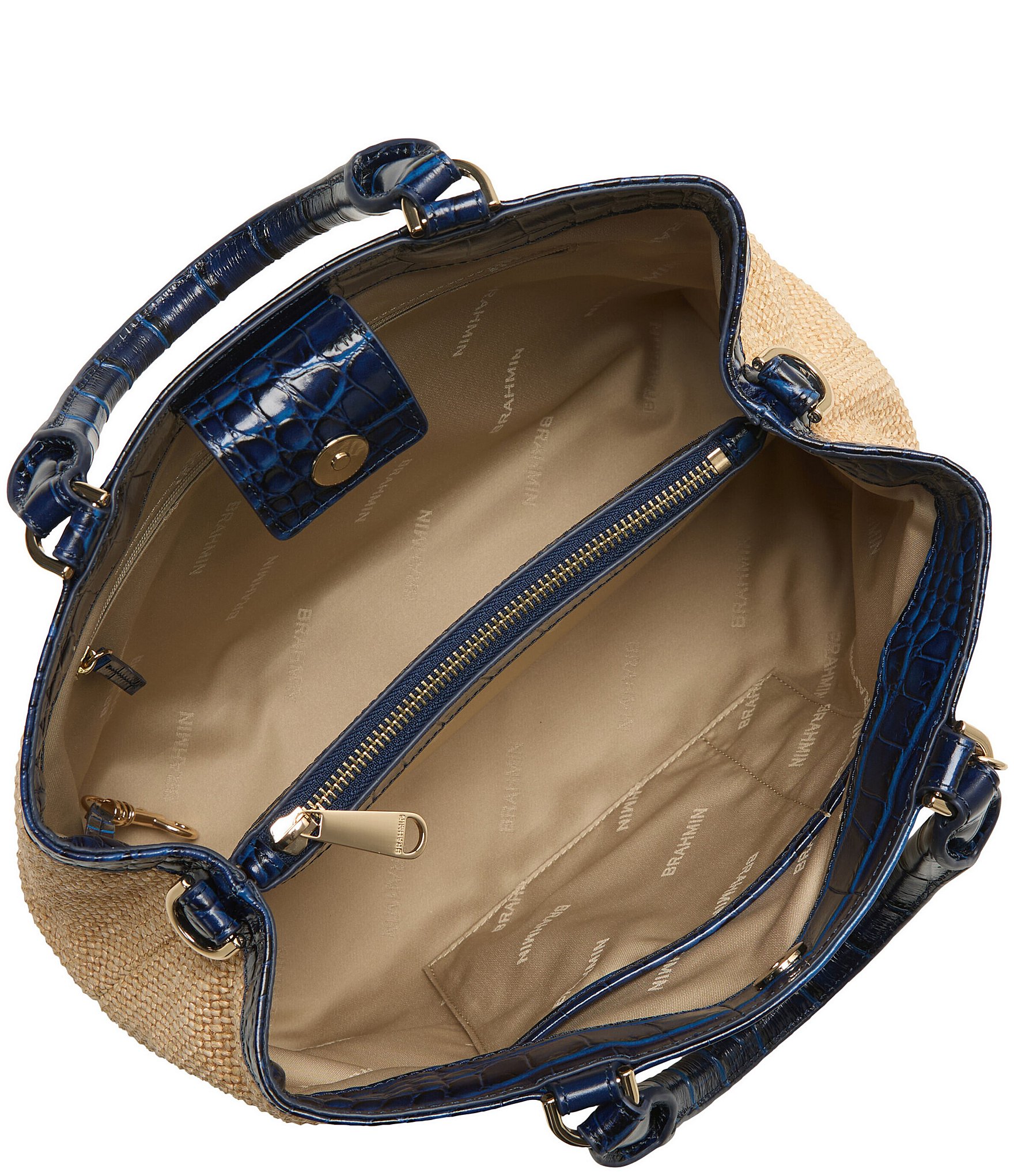 BRAHMIN Windswept Collection Small Denise Raffia Satchel Bag