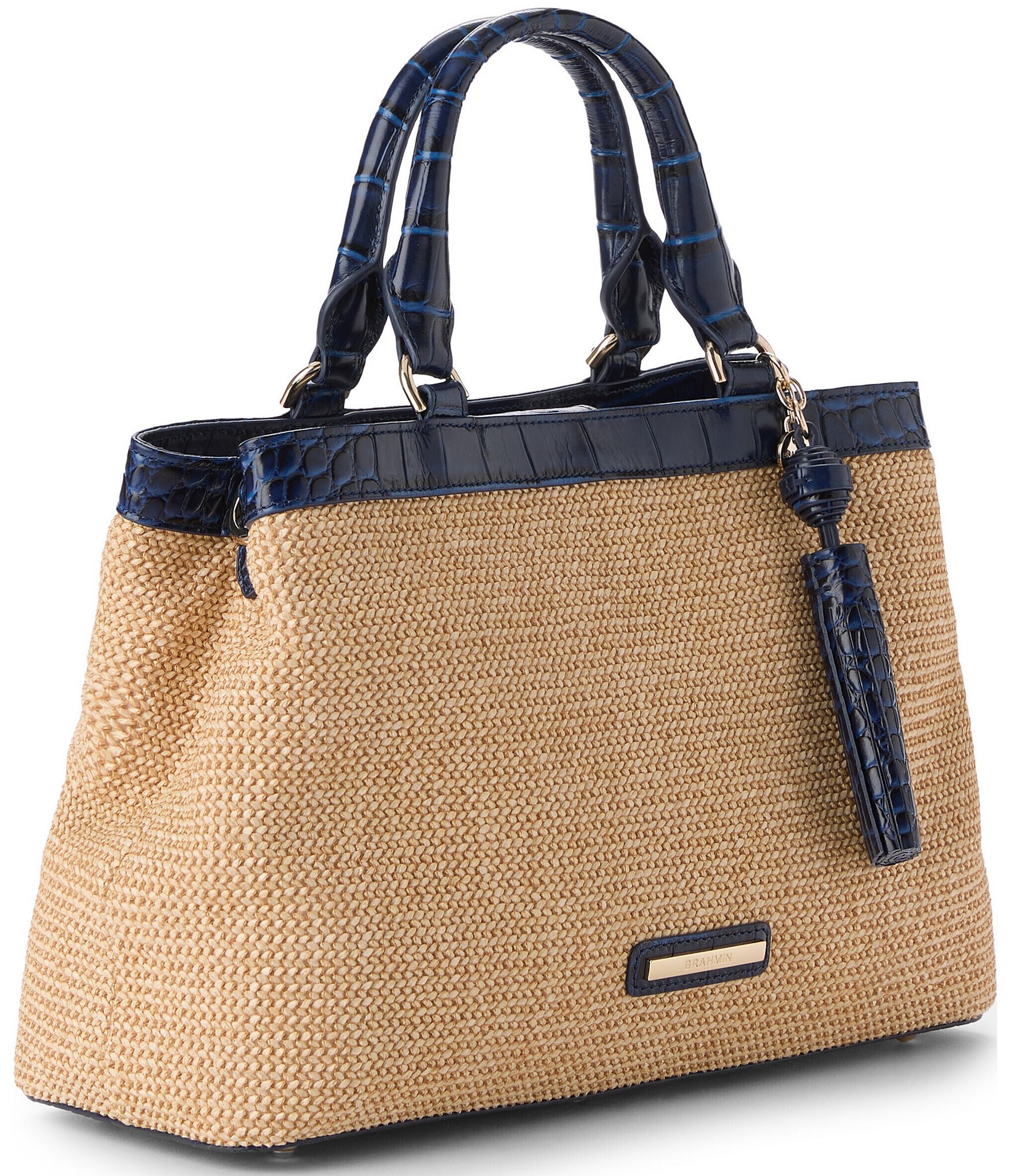 BRAHMIN Windswept Collection Small Denise Raffia Satchel Bag