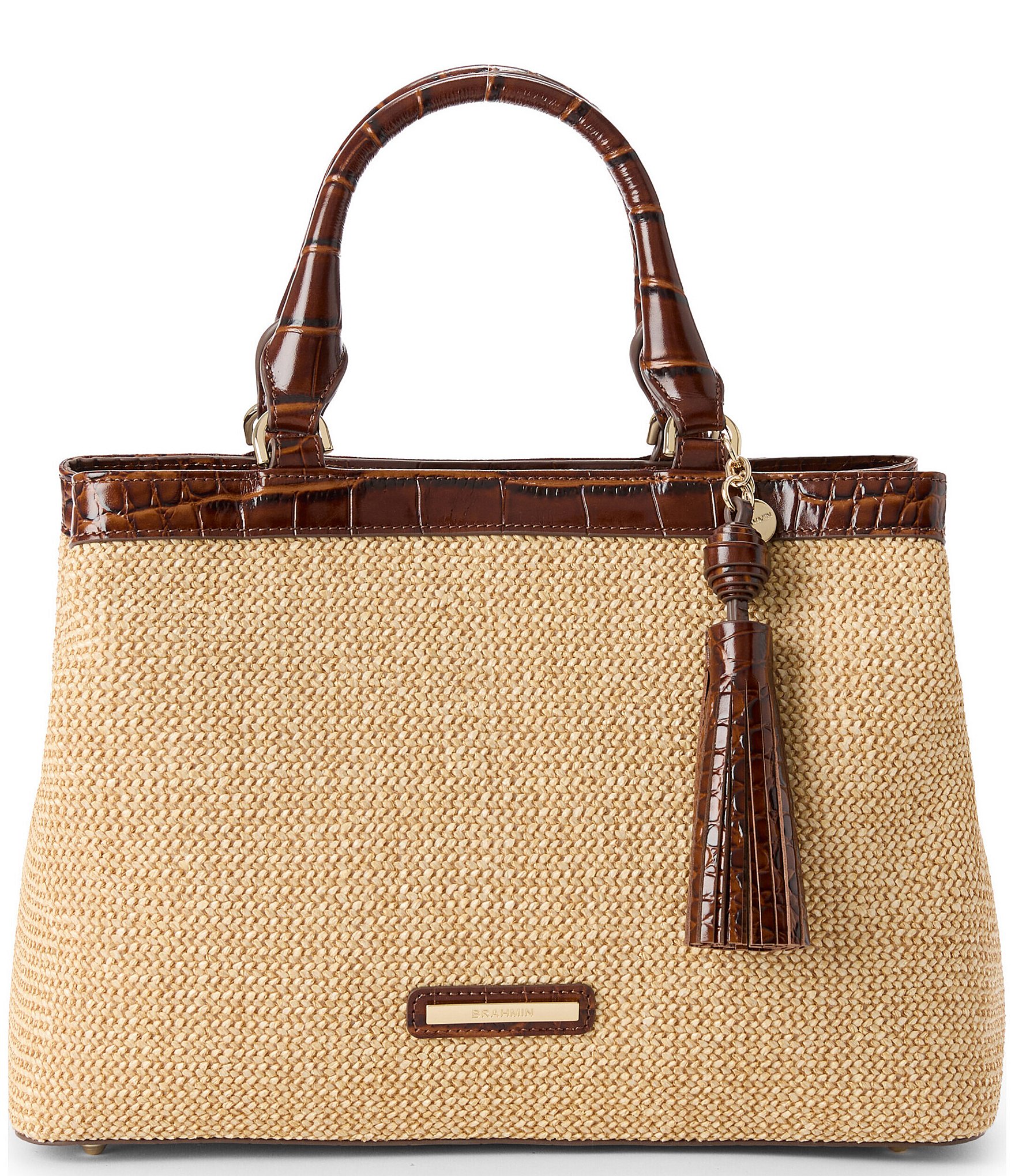 BRAHMIN Windswept Collection Small Denise Raffia Satchel Bag