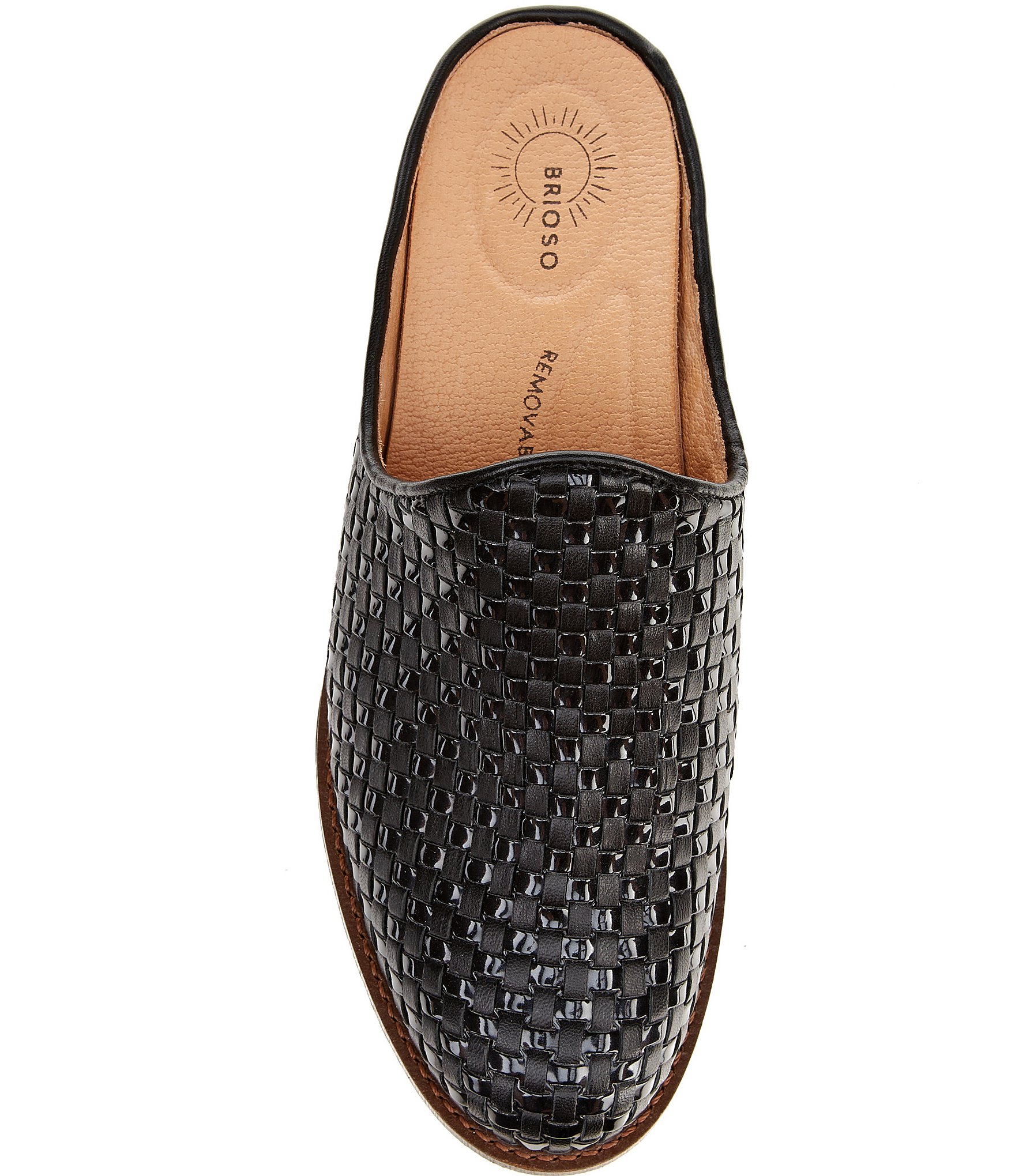 Brioso Fern Leather Woven Mules