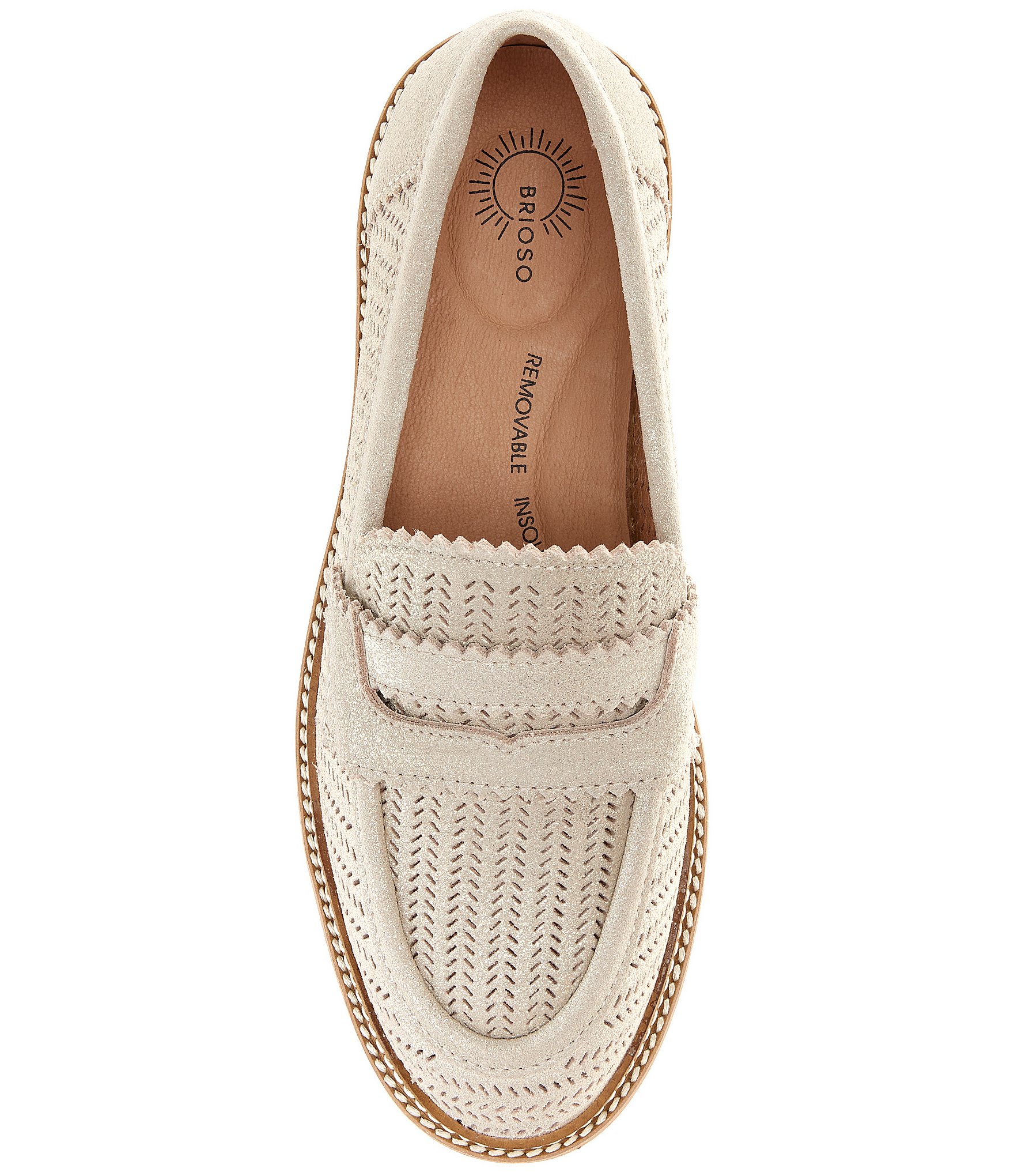 Brioso Samson Perforated Metallic Leather Loafers
