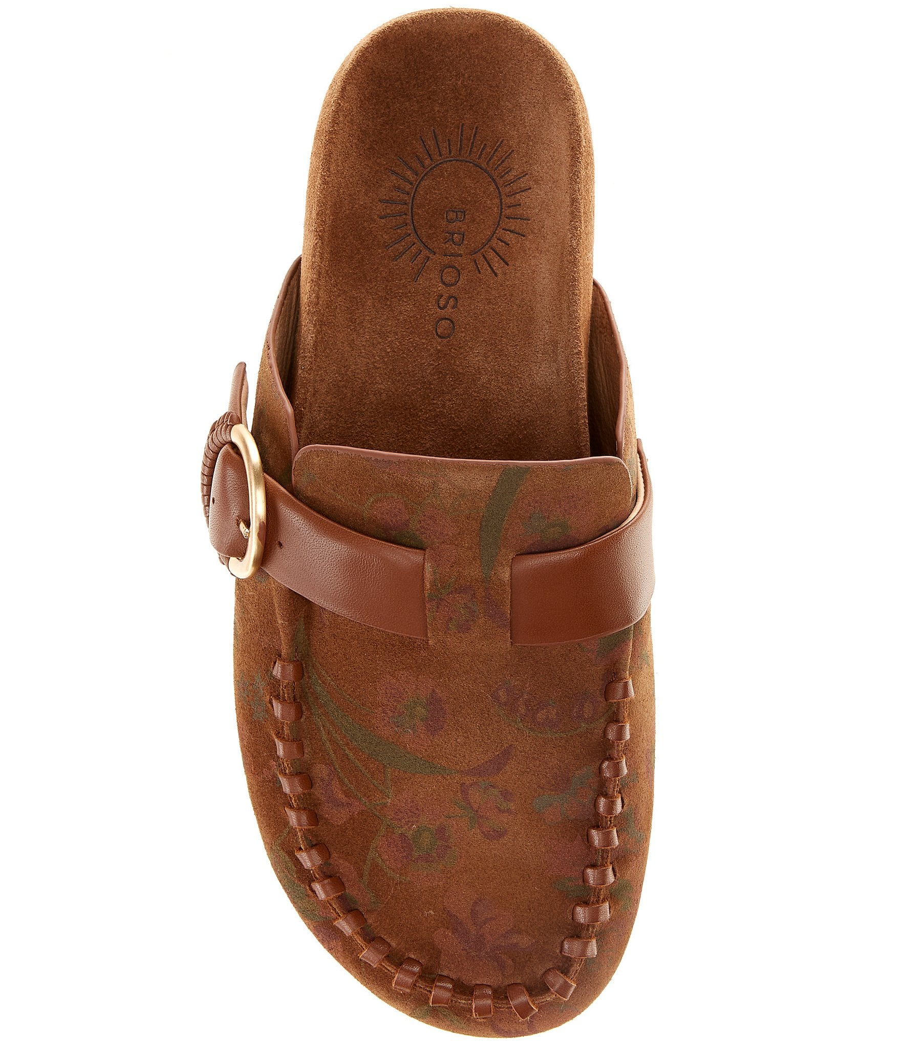 Brioso Seth Suede Floral Slip On Mules
