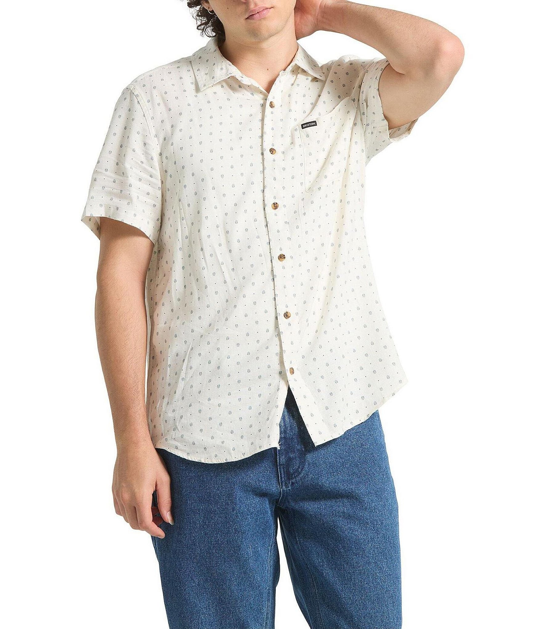 Brixton Charter Short Sleeve Printed Slub Woven Shirt