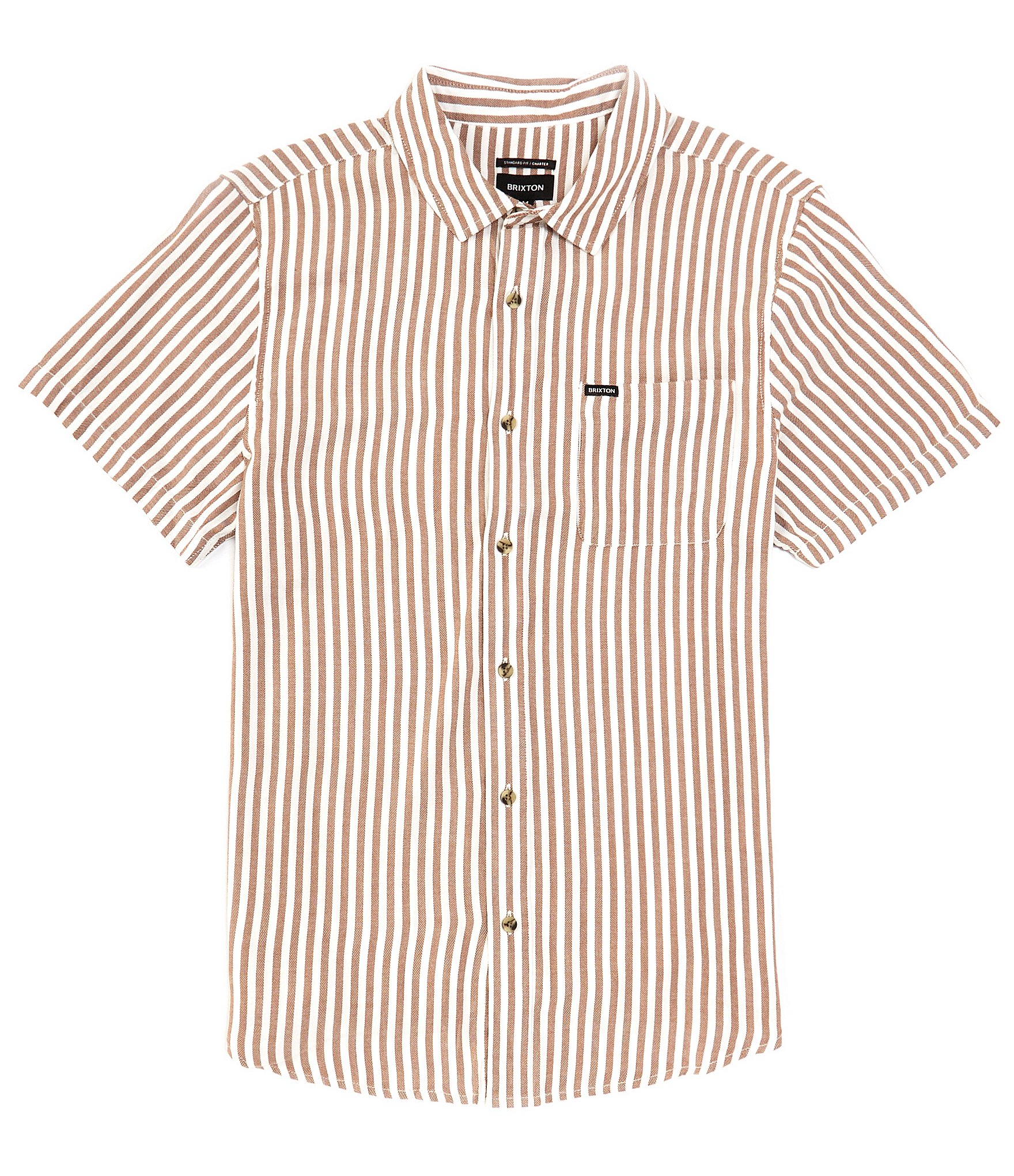 Brixton Charter Stripe Print Short Sleeve Button Down Shirt