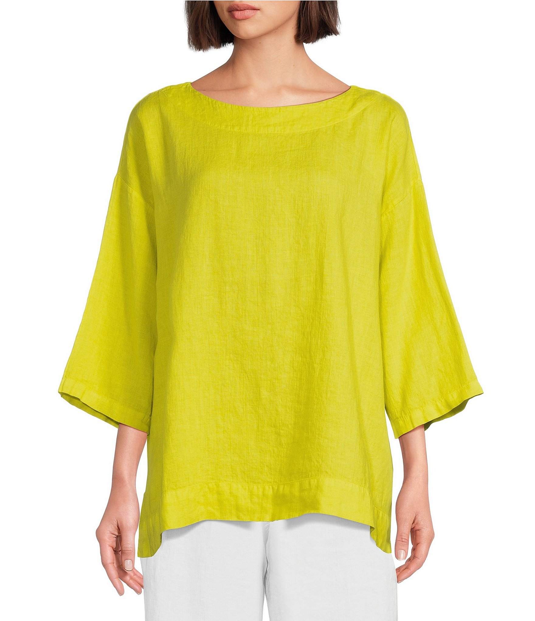 Karen S Women's Cotton Boat-Neck Top Yellow at  Women's Clothing store
