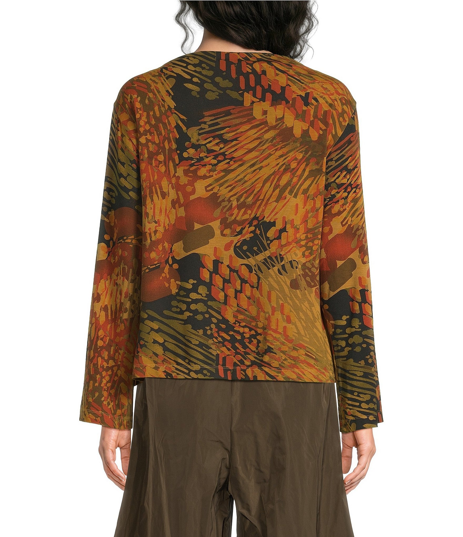 Bryn Walker Belen Encanto Print Drape Collar Long Sleeve Shirt