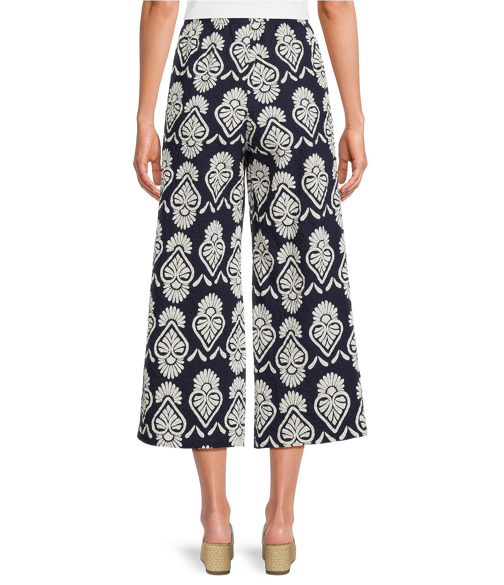 Bryn Walker Ella Tulum Print Wide Leg Crop Pants