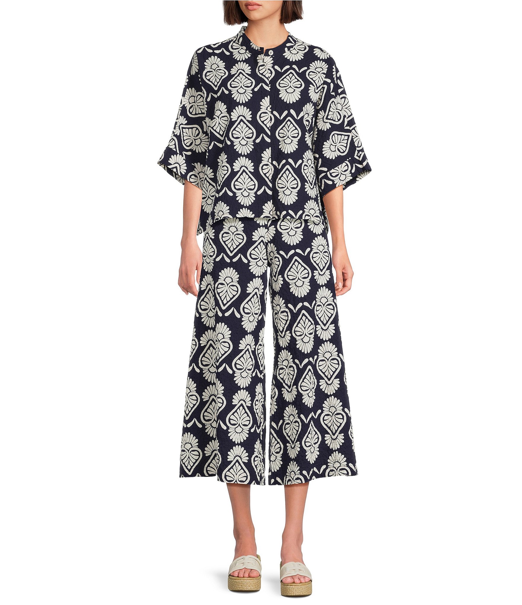 Bryn Walker Ella Tulum Print Wide Leg Crop Pants