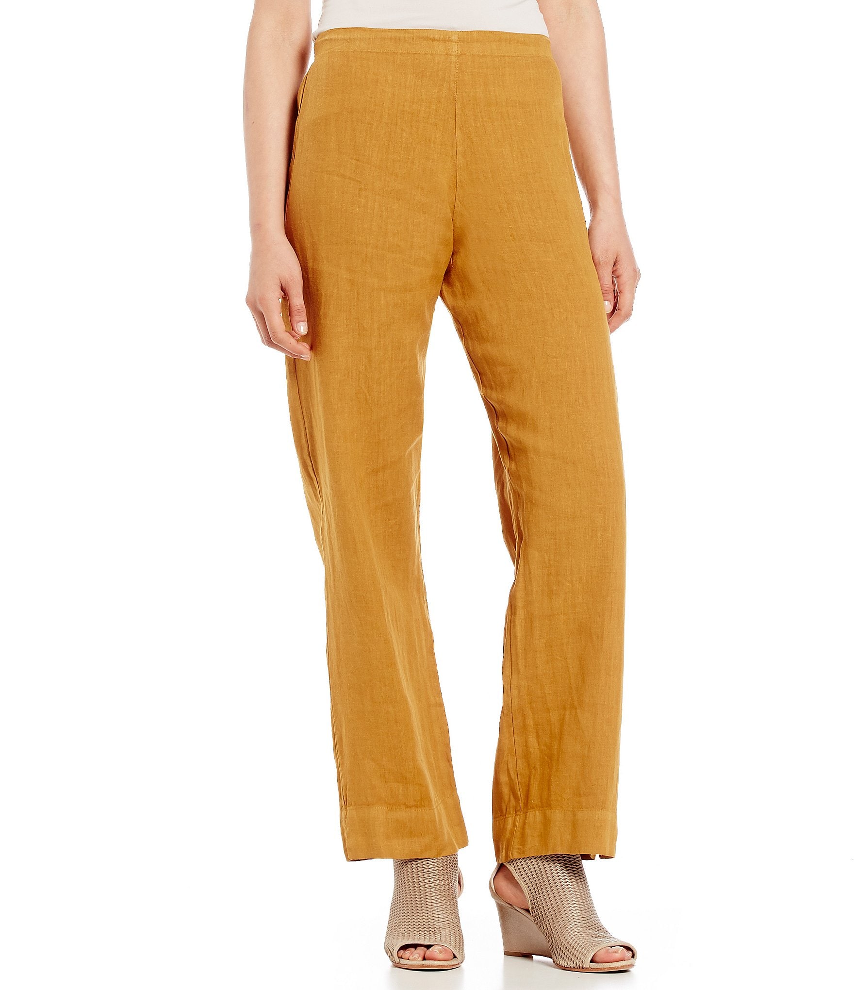 Bryn Walker Flat Front Light Linen Pants | Dillards