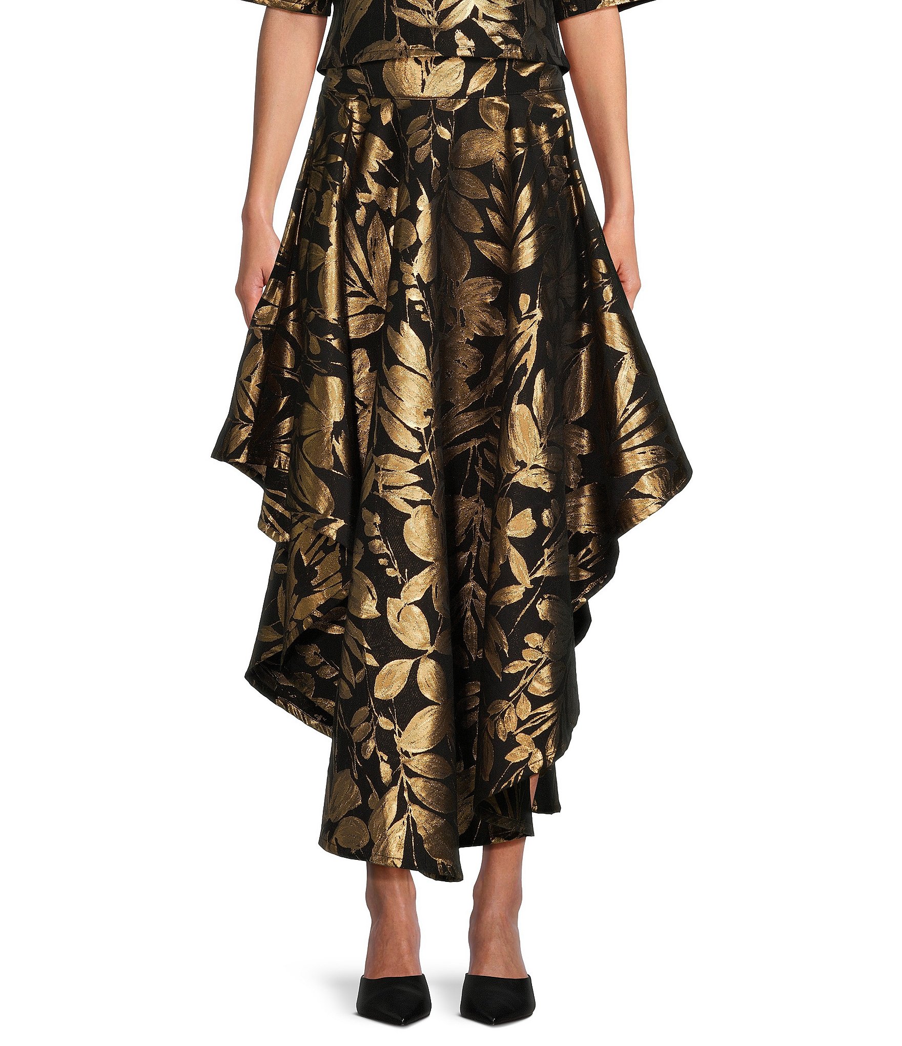 Bryn Walker Grange Folie D' Oro Jacquard Floral High-Low Hem