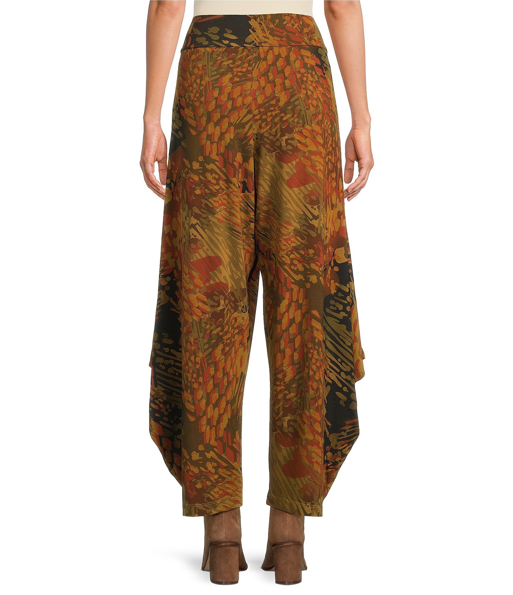 Bryn Walker Hamish Encanto Print Draping Side Peaks Pull-On Pants