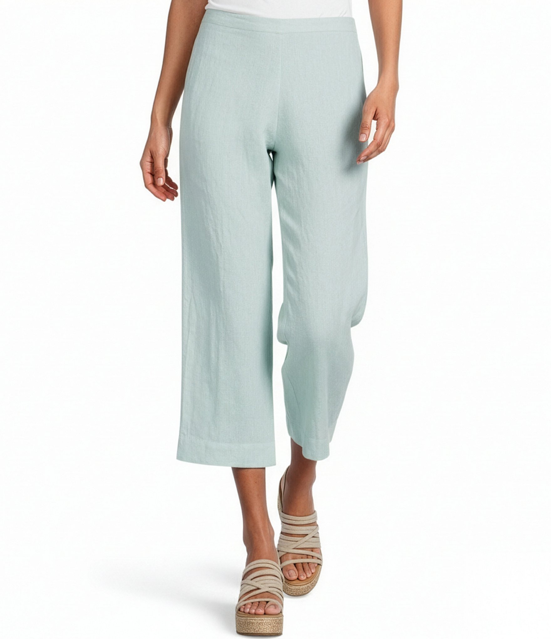 Bryn Walker Light Linen FLat Front Slim Leg Crop Pants