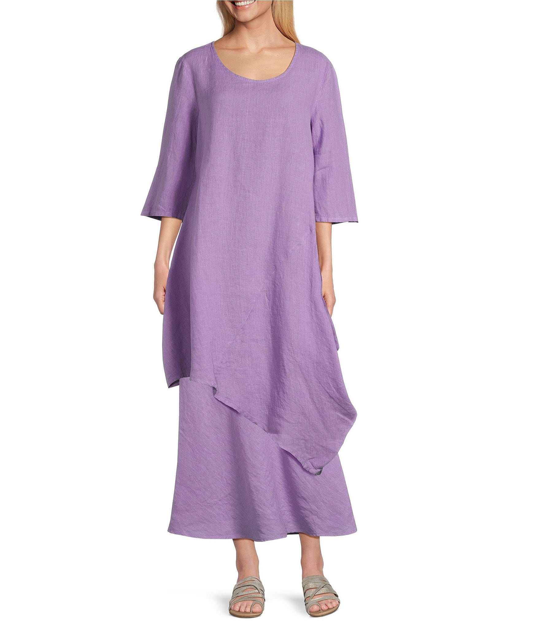 Bryn Walker Light Linen Naida Round Neck 3/4 Sleeve