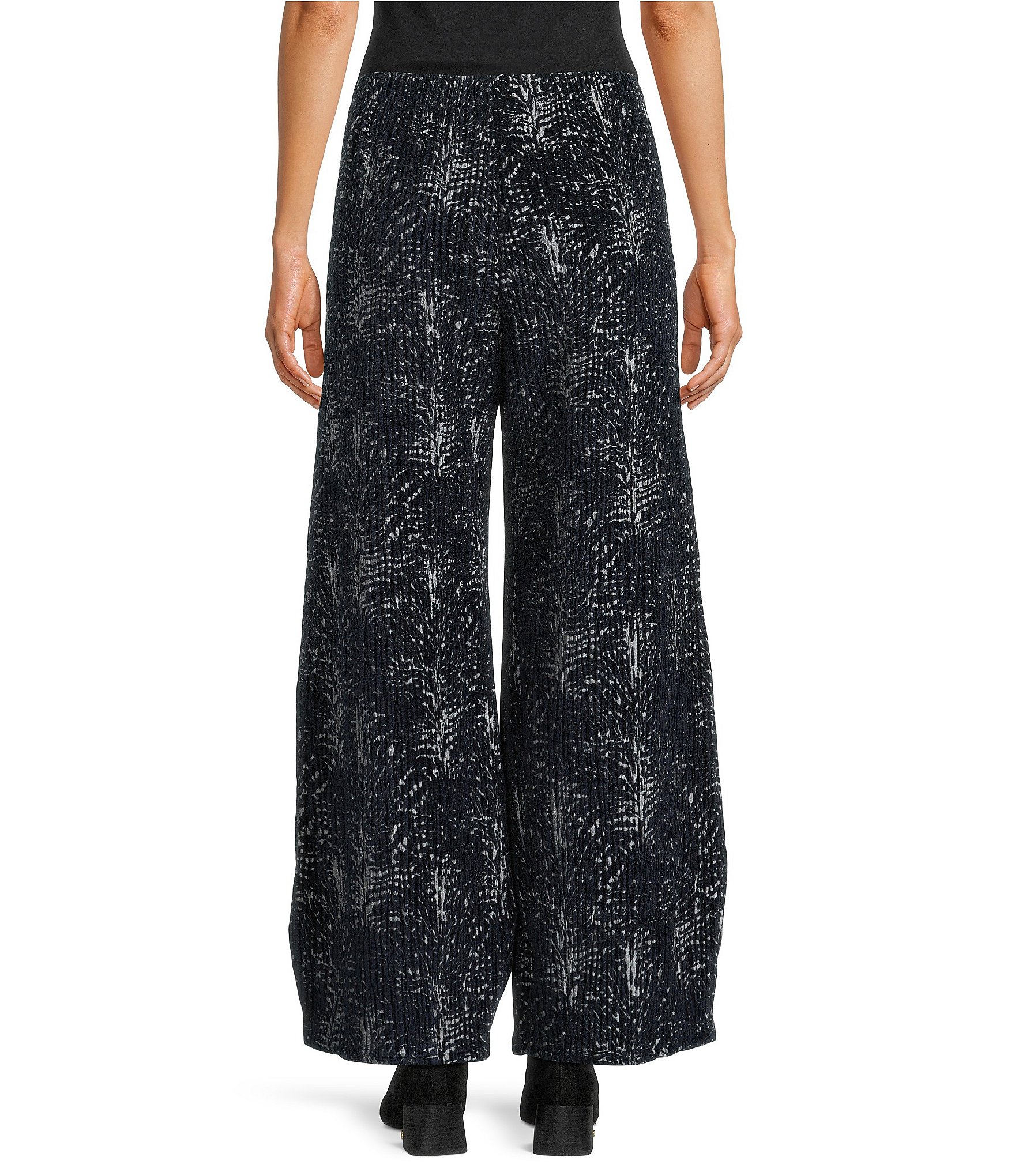 Bryn Walker Medina Velvet Chenille Printed Wide Leg Coordinating Pull-On Pants