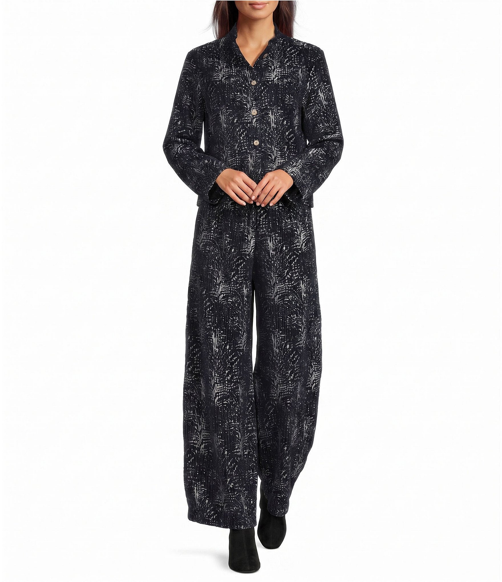 Bryn Walker Medina Velvet Chenille Printed Wide Leg Coordinating Pull-On Pants