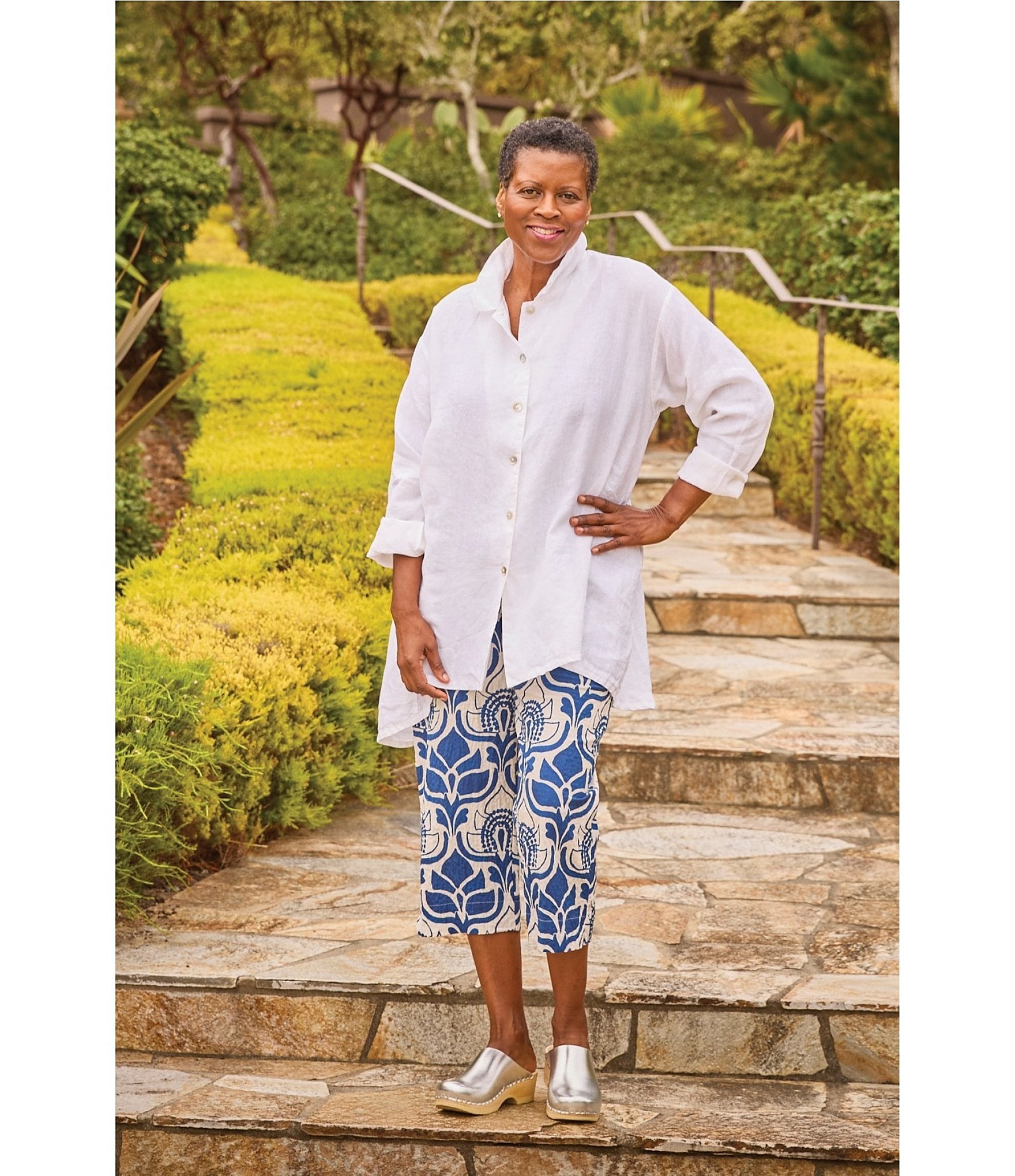 Bryn Walker Mirren Light Linen Point Collar Long Sleeve High-Low Oversized Shirt