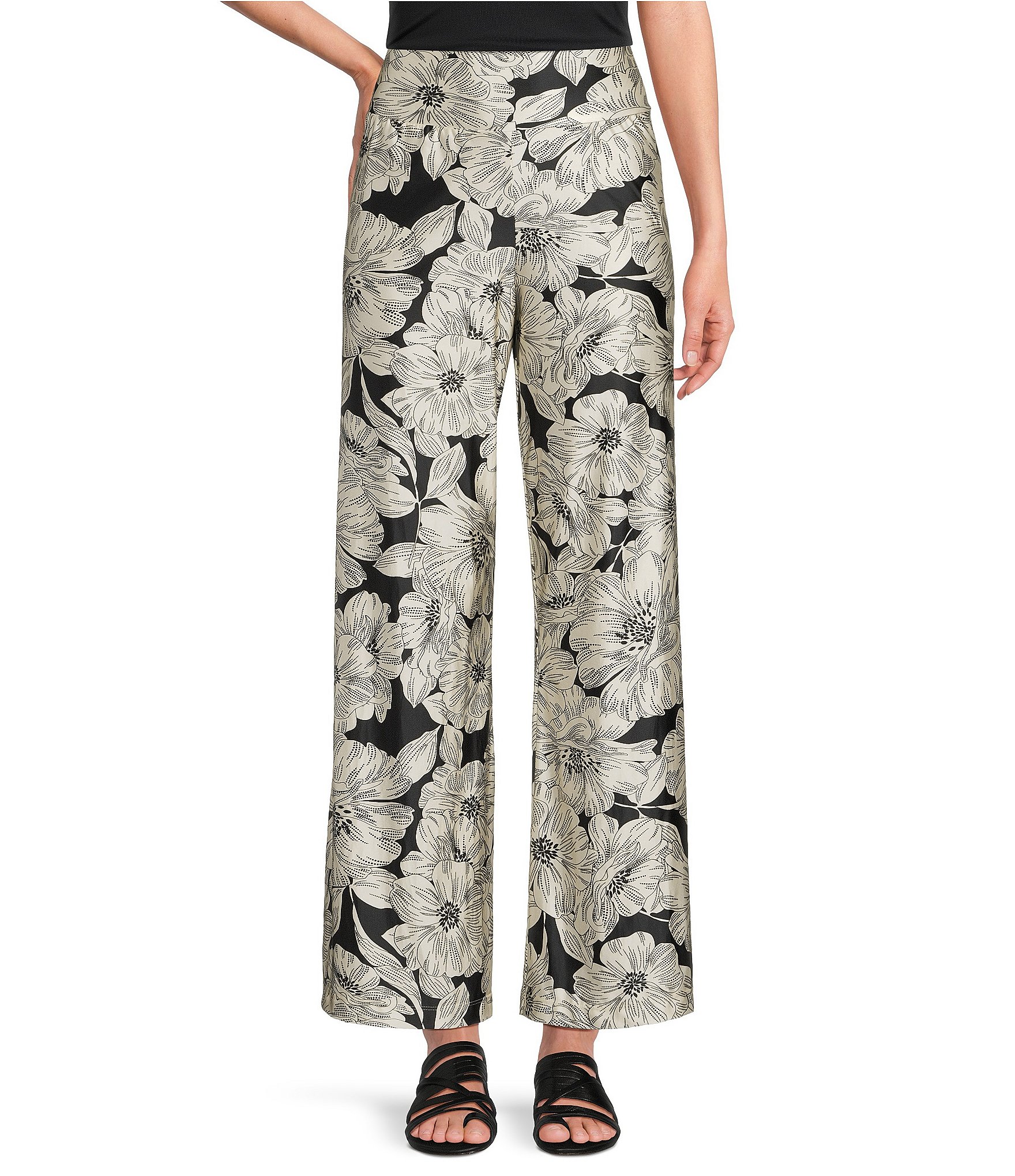 Bryn Walker Osca Biachi Neri Knit Flat Front Wide Leg Pull