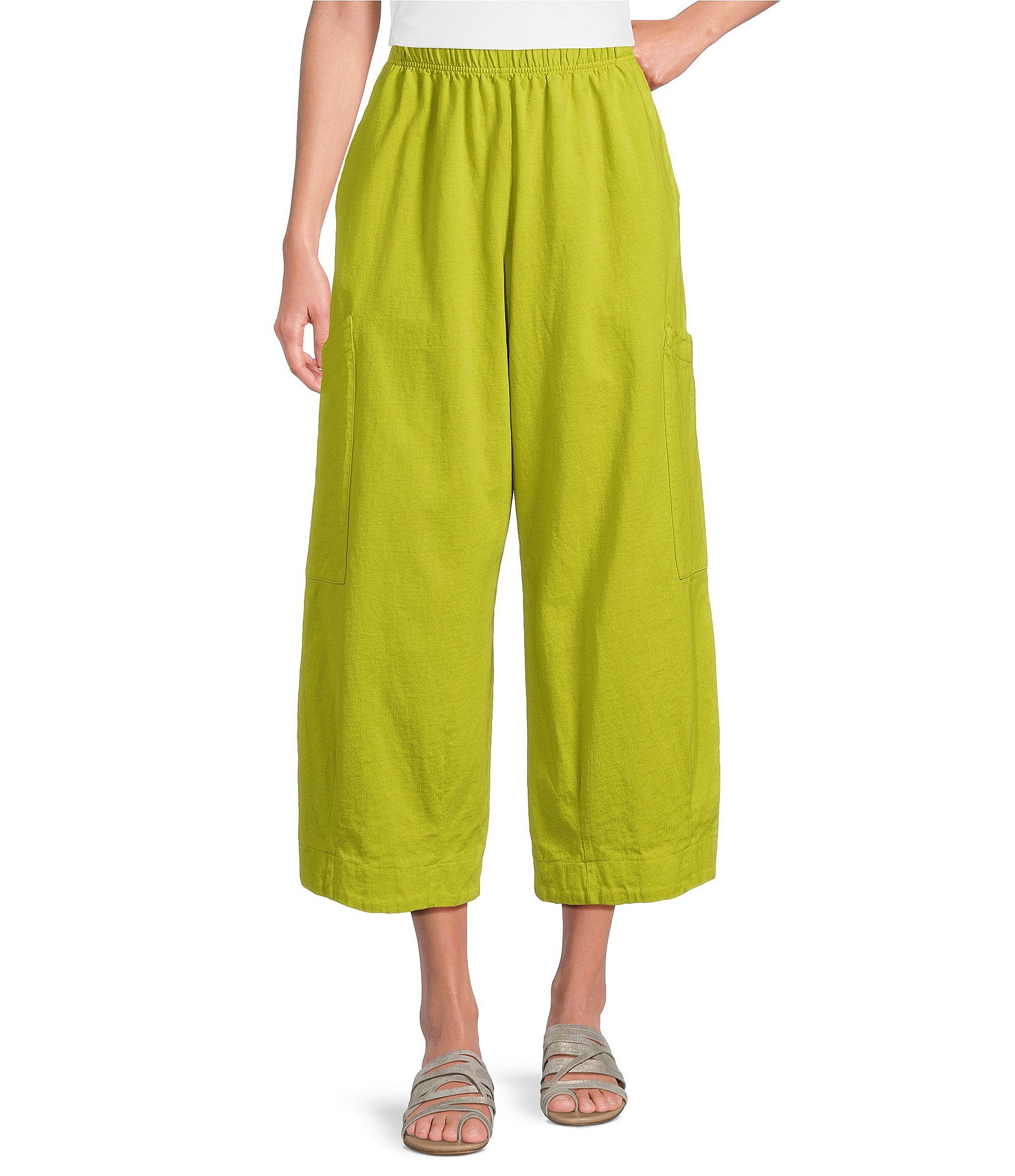 pantaloni bryn walker gamba larga lino pull on crop XXL