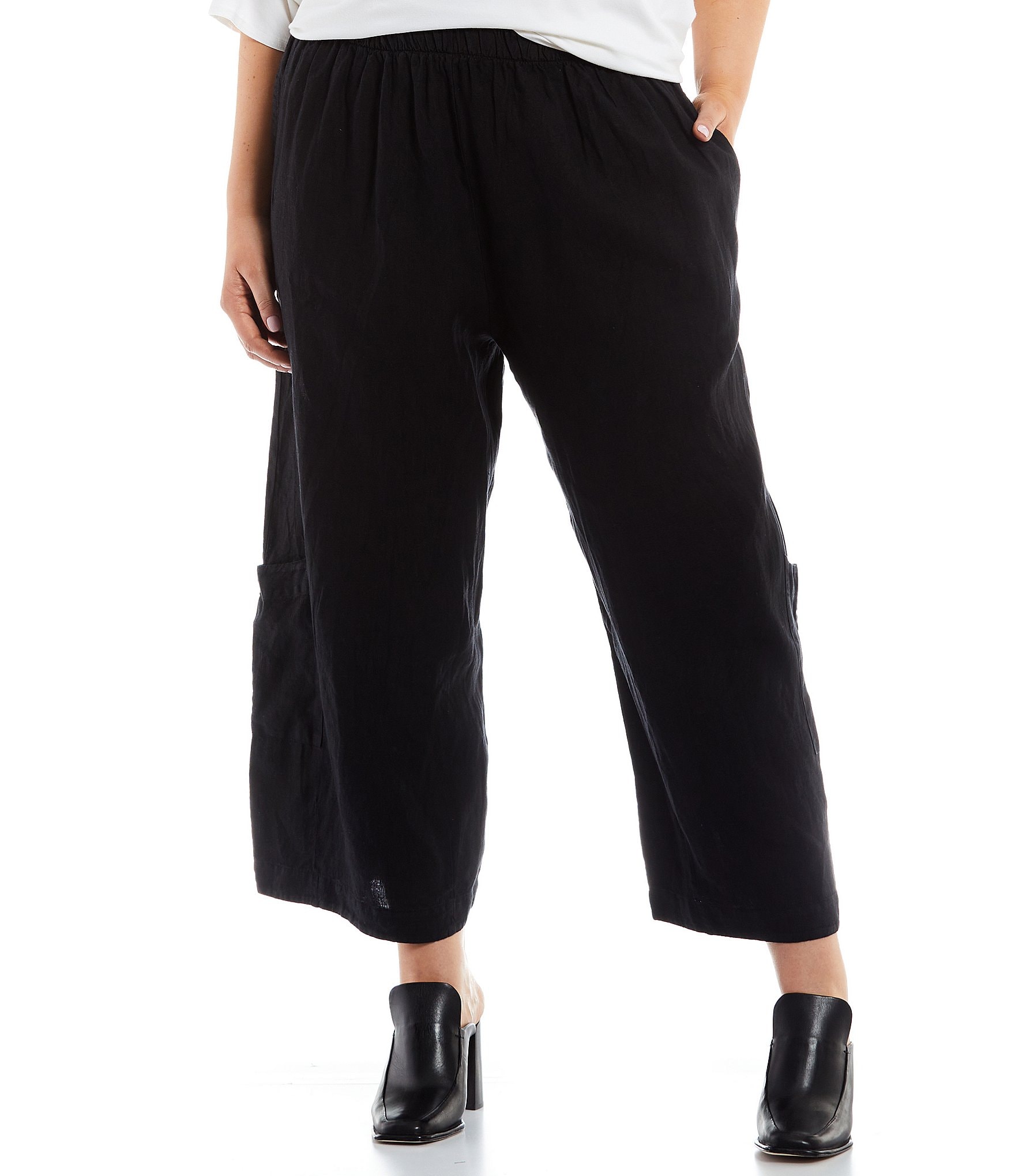 BLACK PEPPER WOMENS Crop Pants Size 16 Beige High Rise Wde Leg Elastic  Waist $21.80 - PicClick AU