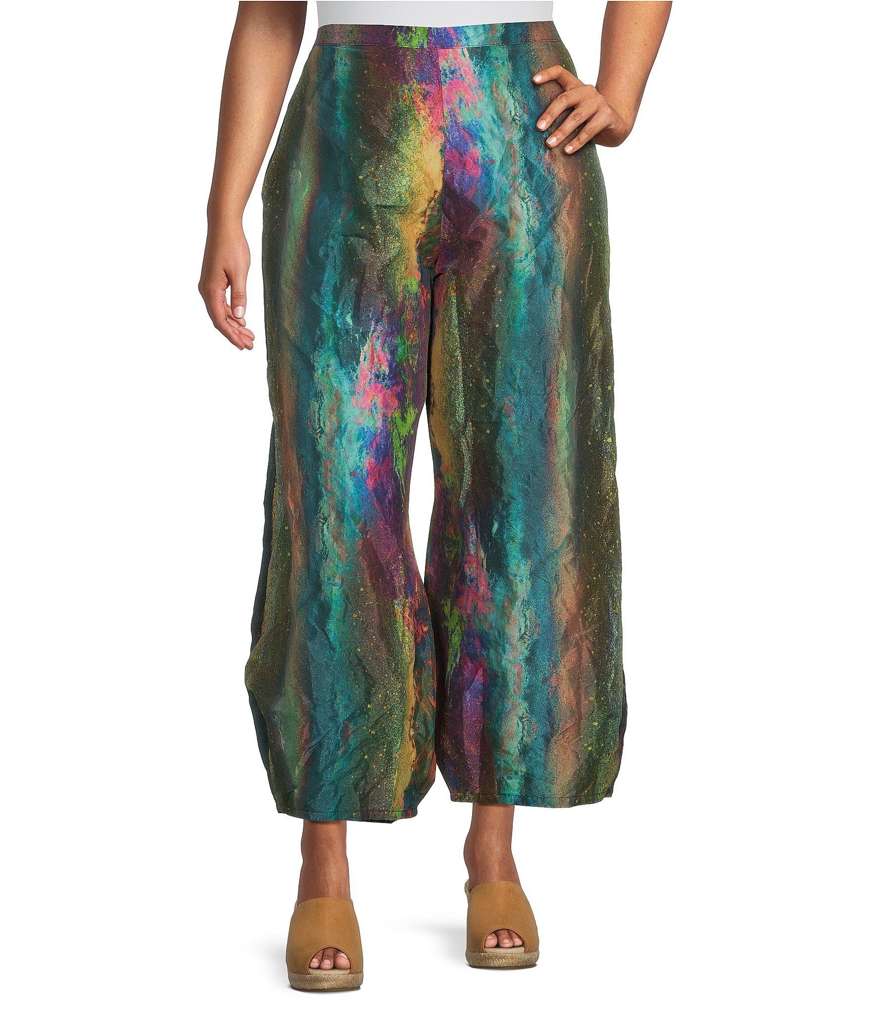 Bryn Walker Plus Size Medina Taffeta Nebulosa Abstract Print Oversized  Lantern Ankle Pull-On Coordinating Pants | Dillard's