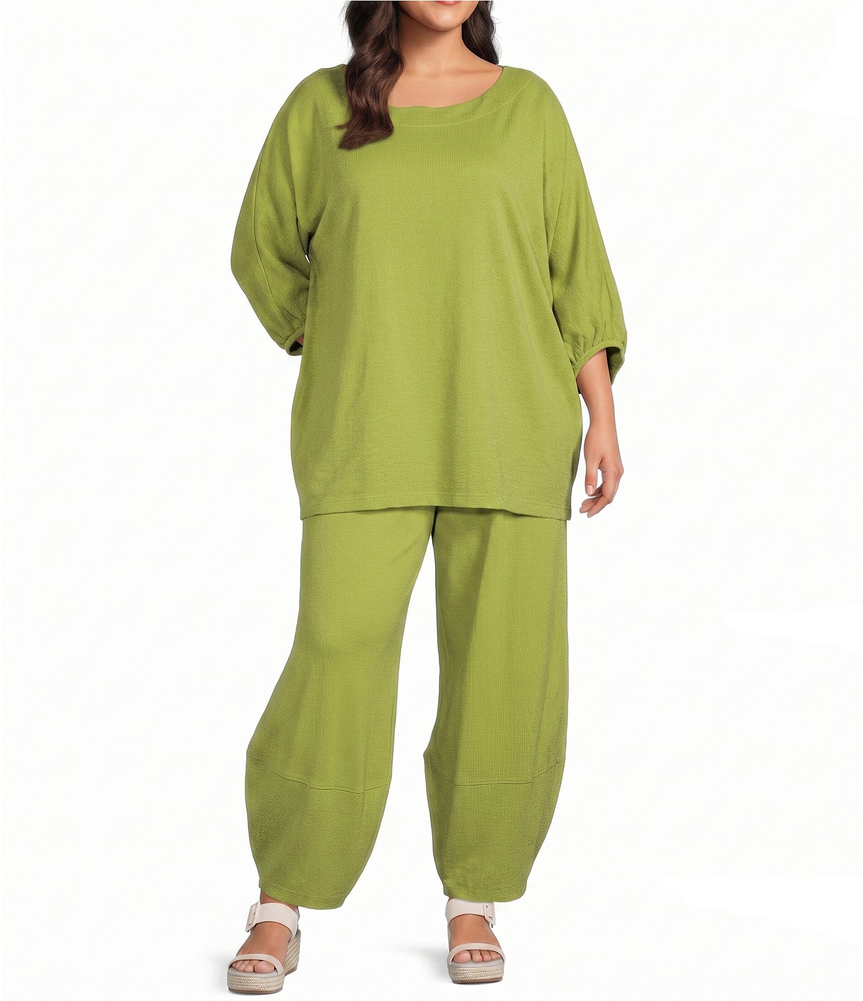 Bryn Walker Plus Size Olivier Cotton Jersey Knit Pull-On Oversized Lantern Pants