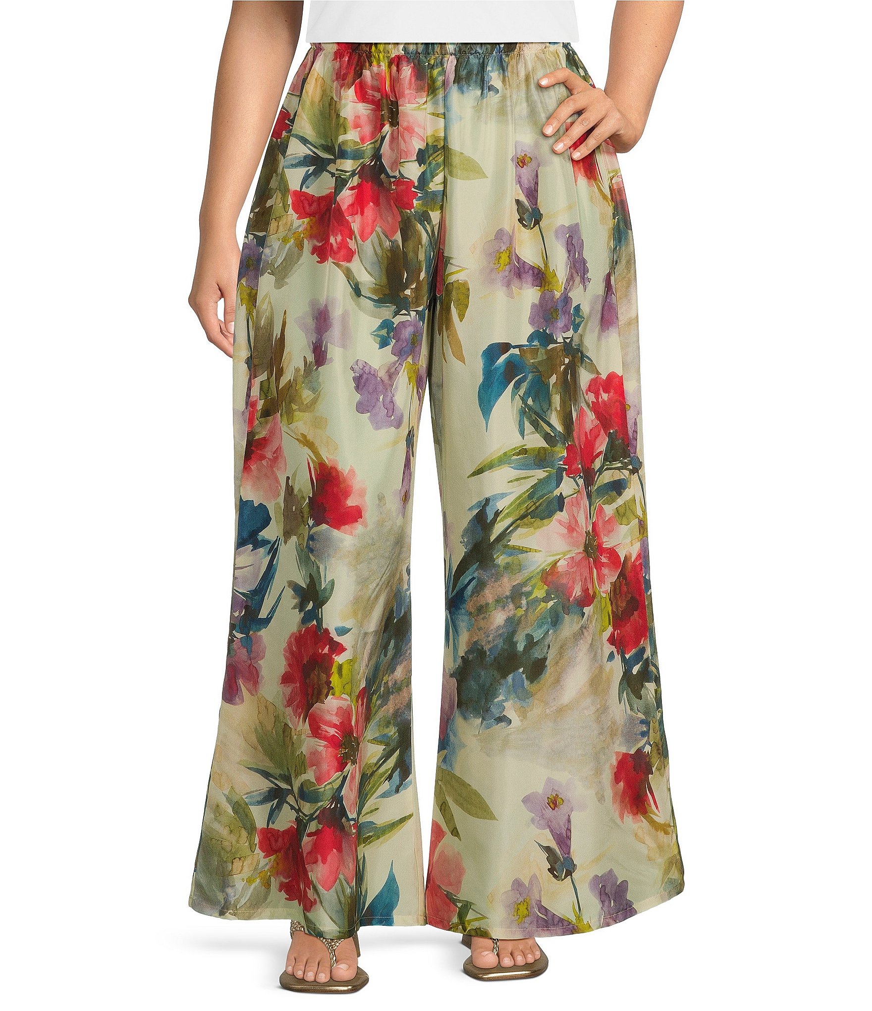 Bryn Walker Plus Size Osca Silk Fiori Floral Print Elastic