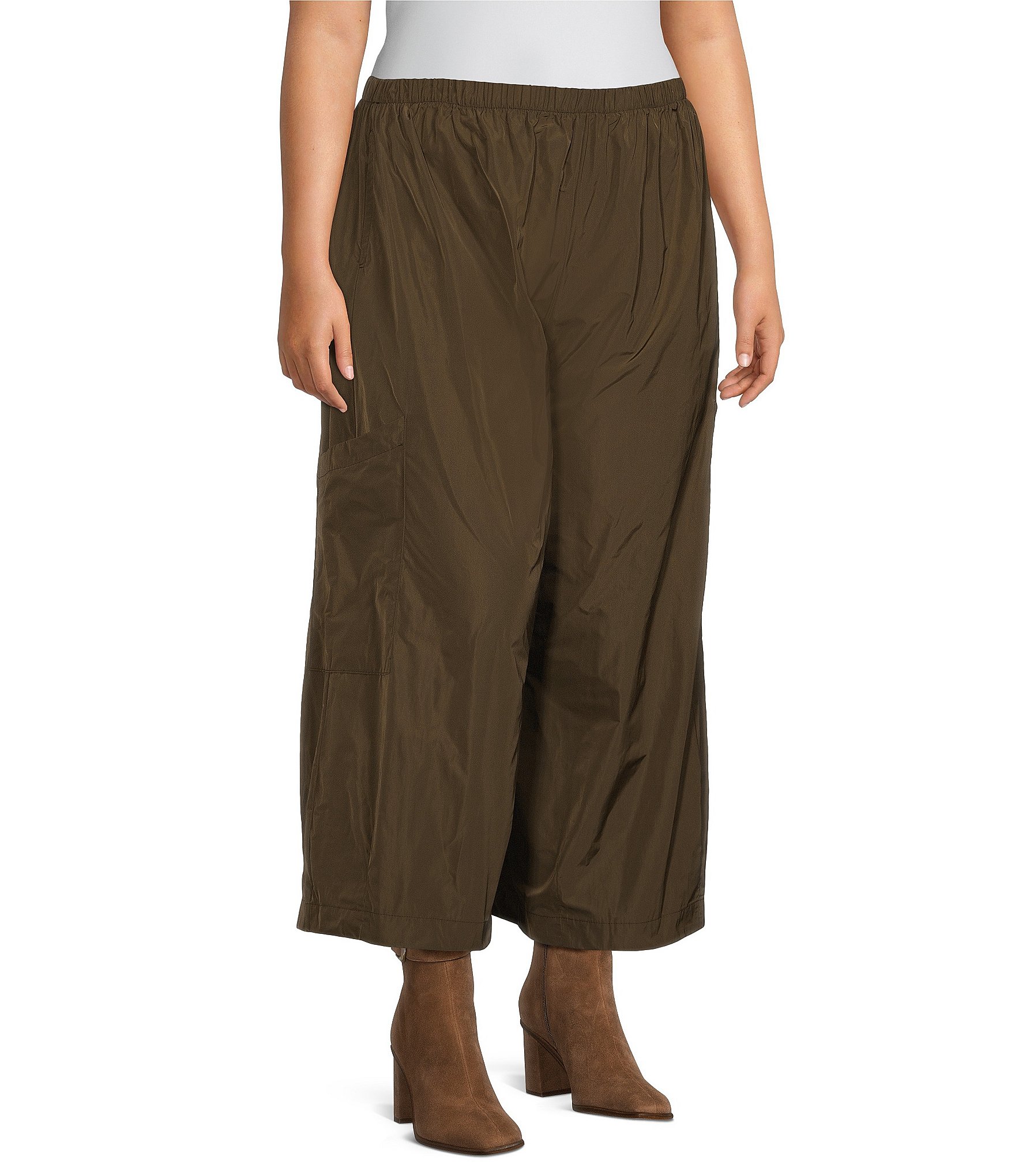 Bryn Walker Plus Size Pasha Memory Crunch Oversized Pull-On Crop Pants