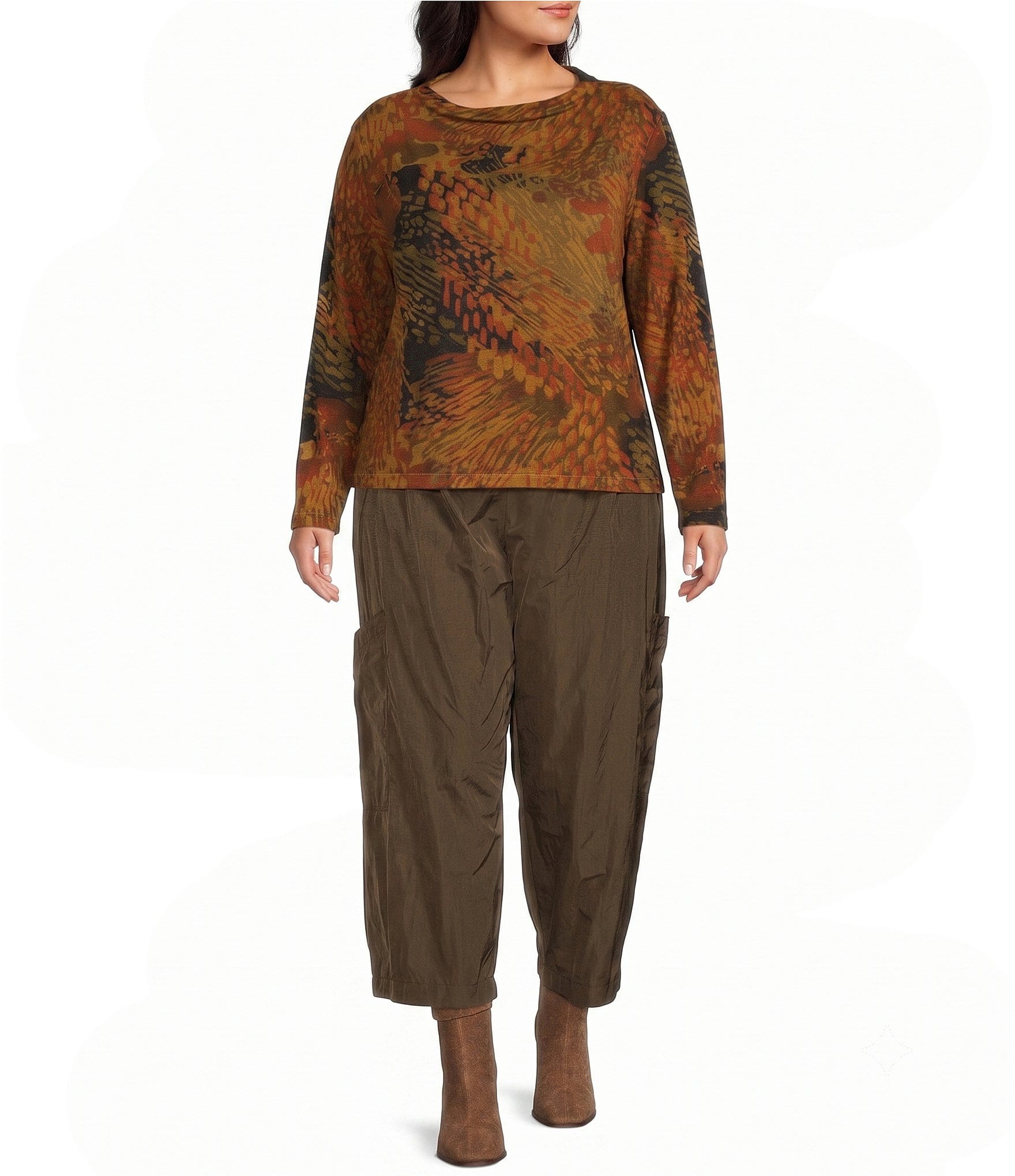 Bryn Walker Plus Size Pasha Memory Crunch Oversized Pull-On Crop Pants