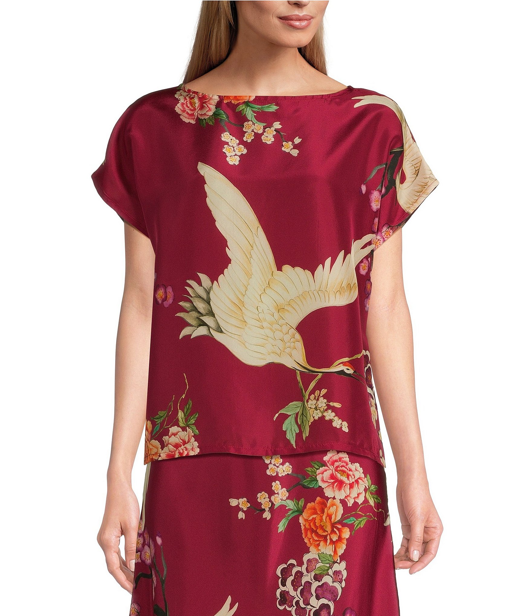Bryn Walker Printed Bess Crew Neck Short Sleeve Boxy Fit Shirt | Dillard's