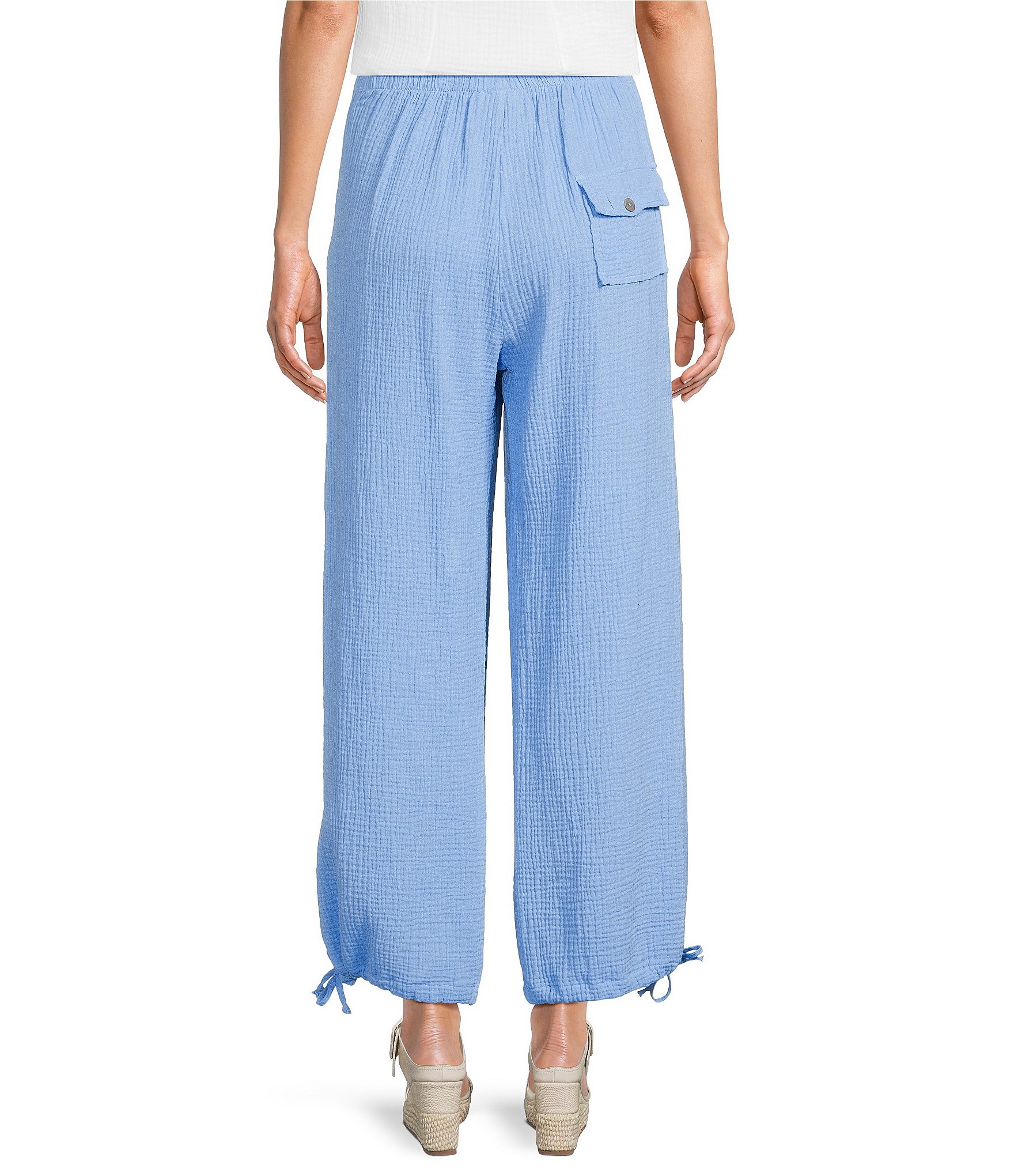 Bryn Walker Sasha Cotton Gauze Drawstring Cuffed Straight Leg Pants