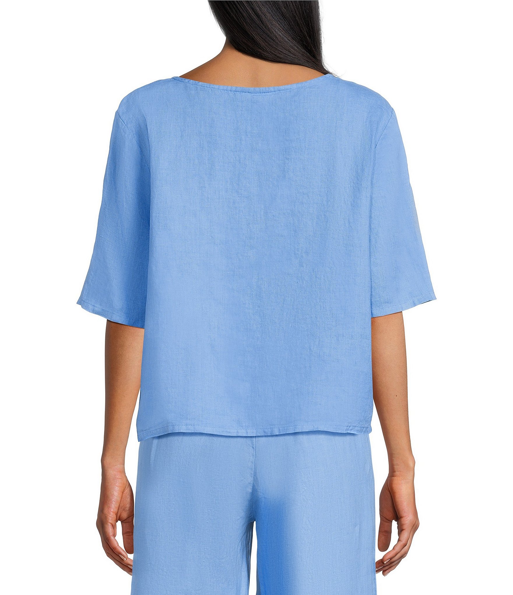 Bryn Walker Simon Coordinating Light Linen Round Neck 3/4 Sleeve Shirt