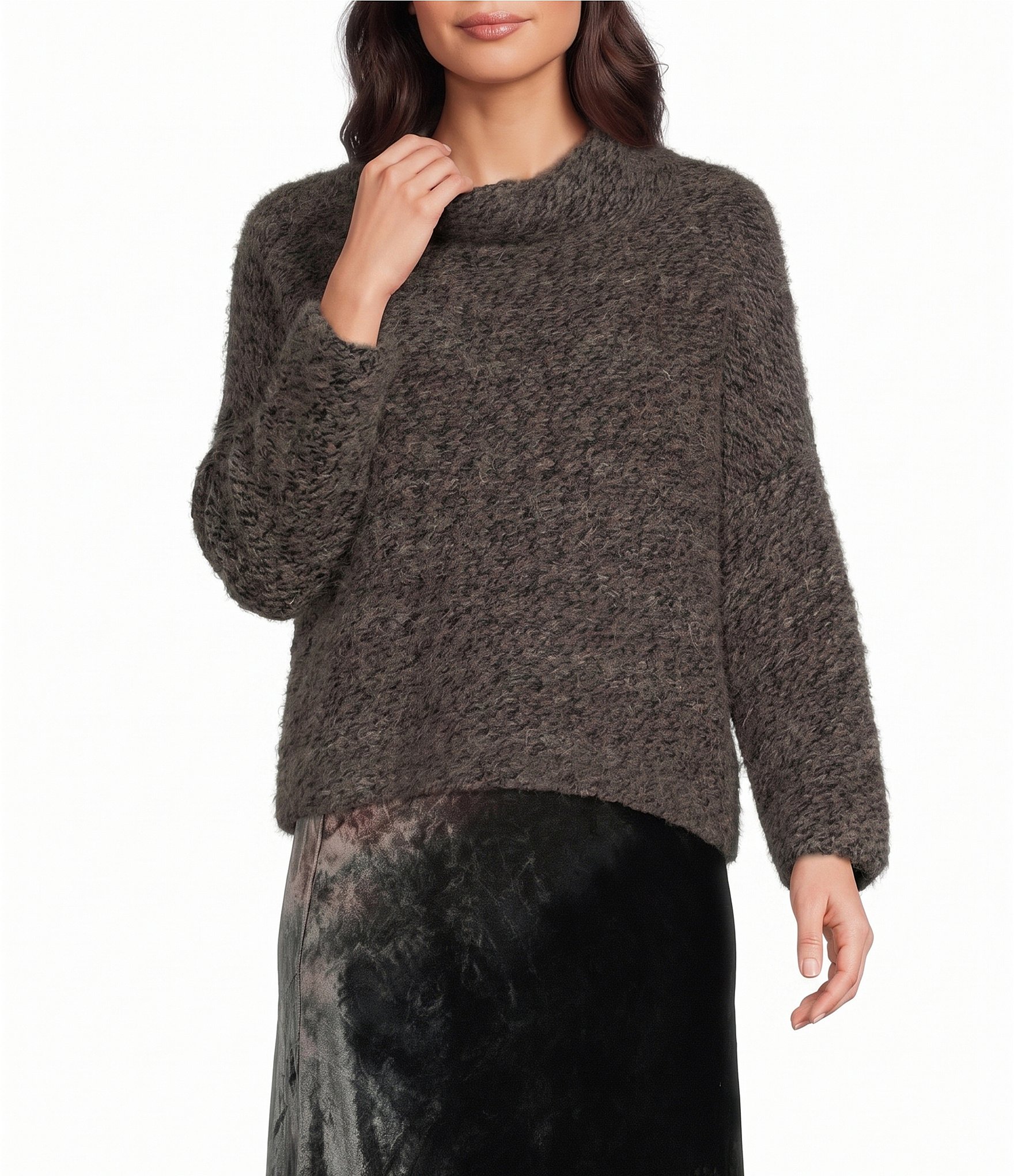 Bryn Walker Stowe Mock Neck Long Sleeve Boxy Sweater