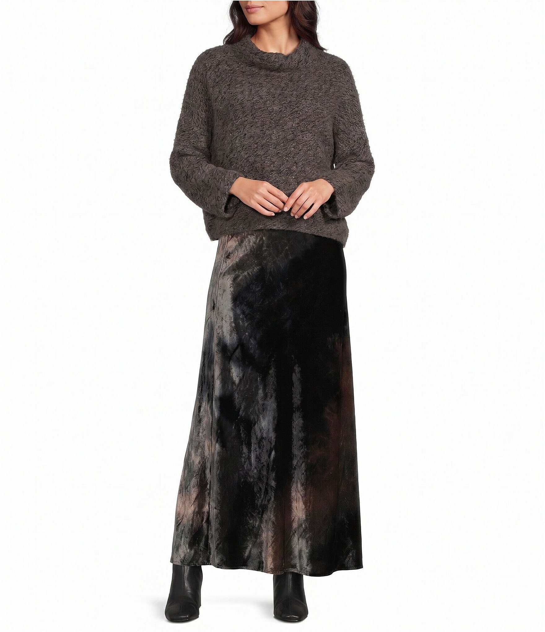 Bryn Walker Stowe Mock Neck Long Sleeve Boxy Sweater