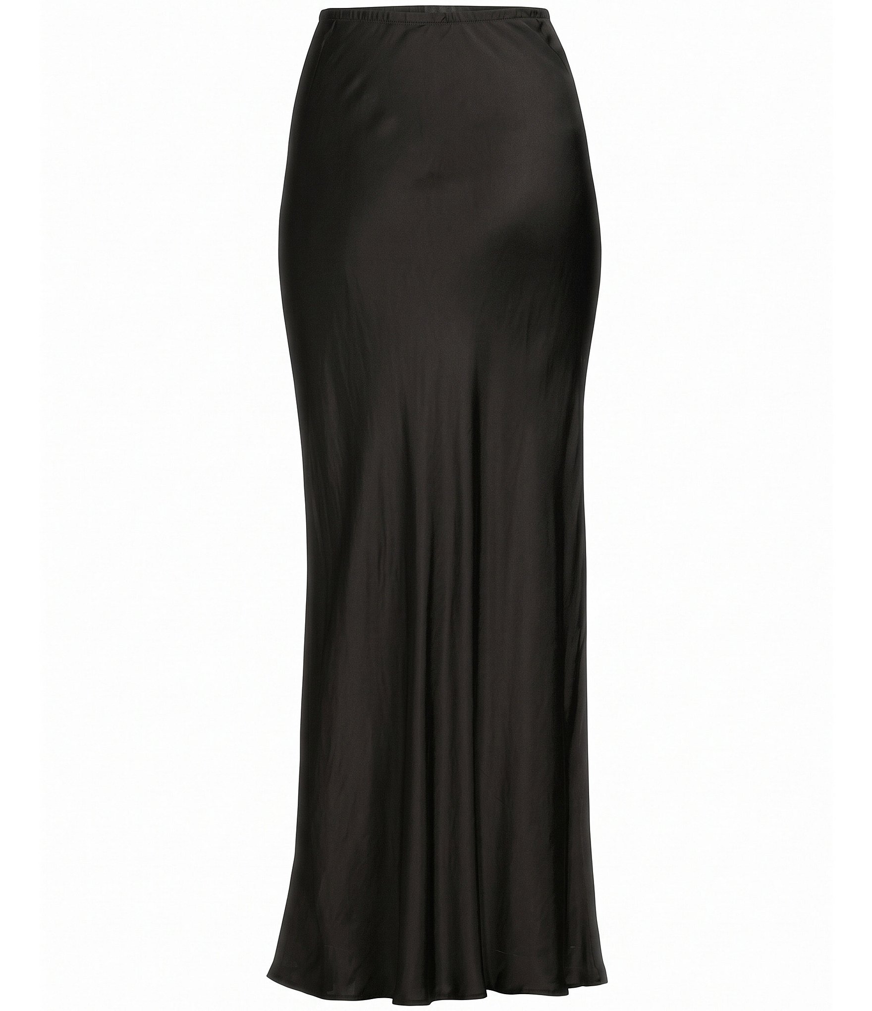 Bryn Walker Viscose Satin A-Line Bias Pull-On Long Skirt