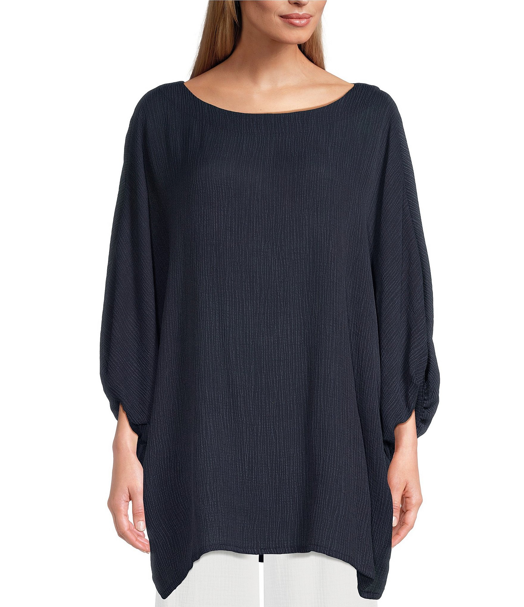 Bryn Walker Wilder Crinkle Viscose Round Neck 3/4 Dolman Sleeve Tunic ...