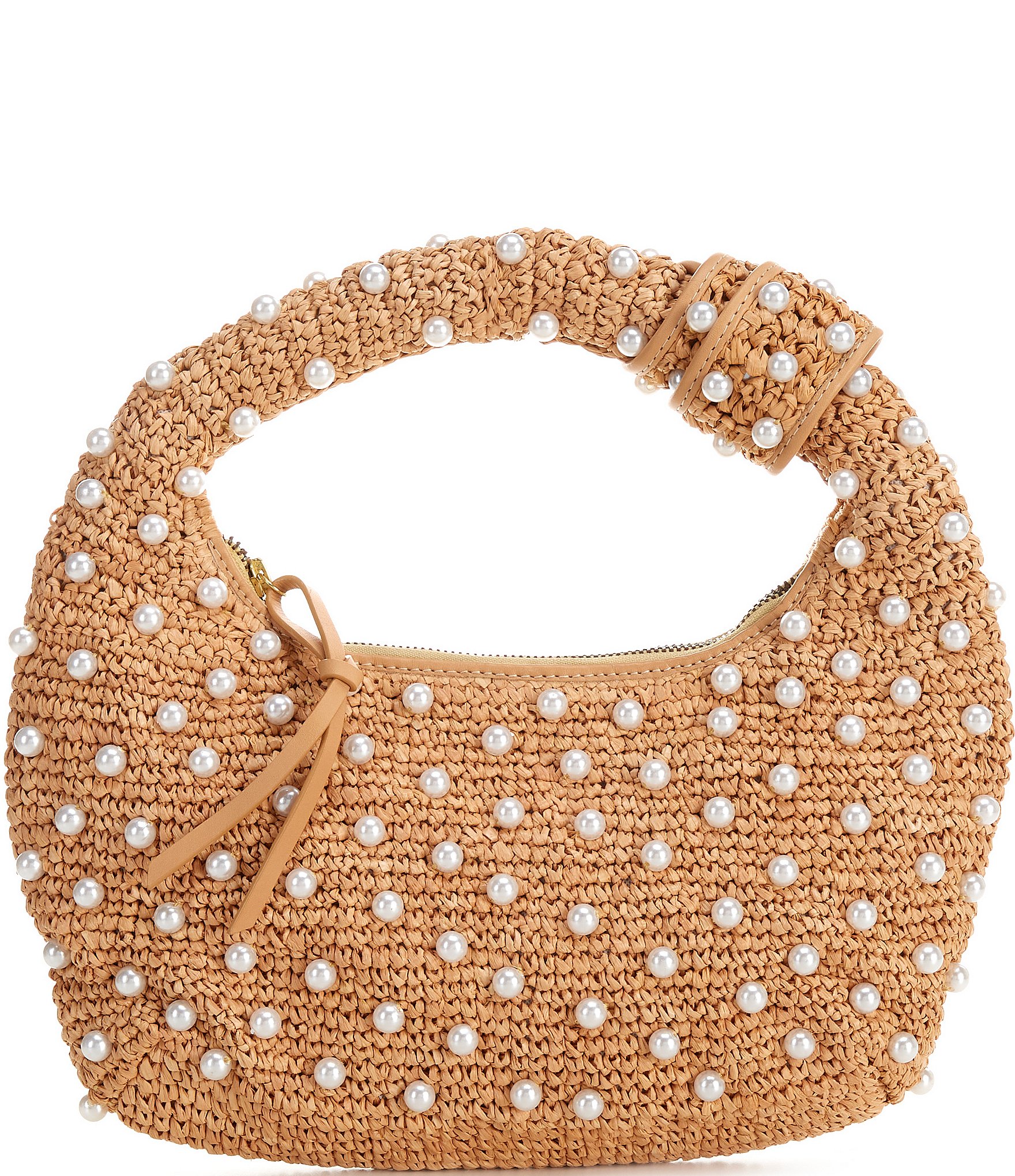 Btb Los Angeles Maeve Pearl Raffia Shoulder Bag