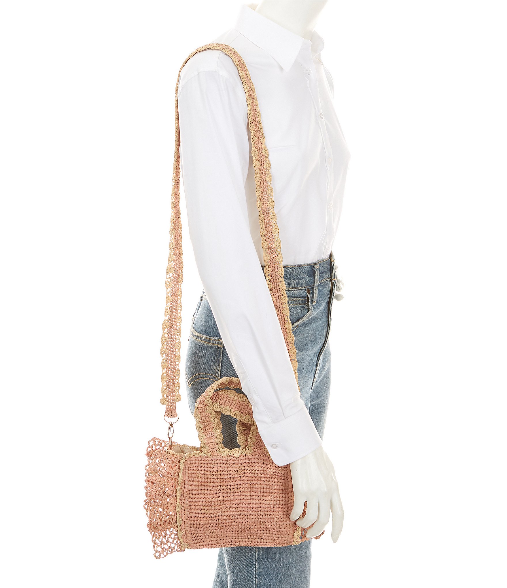 Btb Los Angeles Odesa Raffia Mini Tote Bag