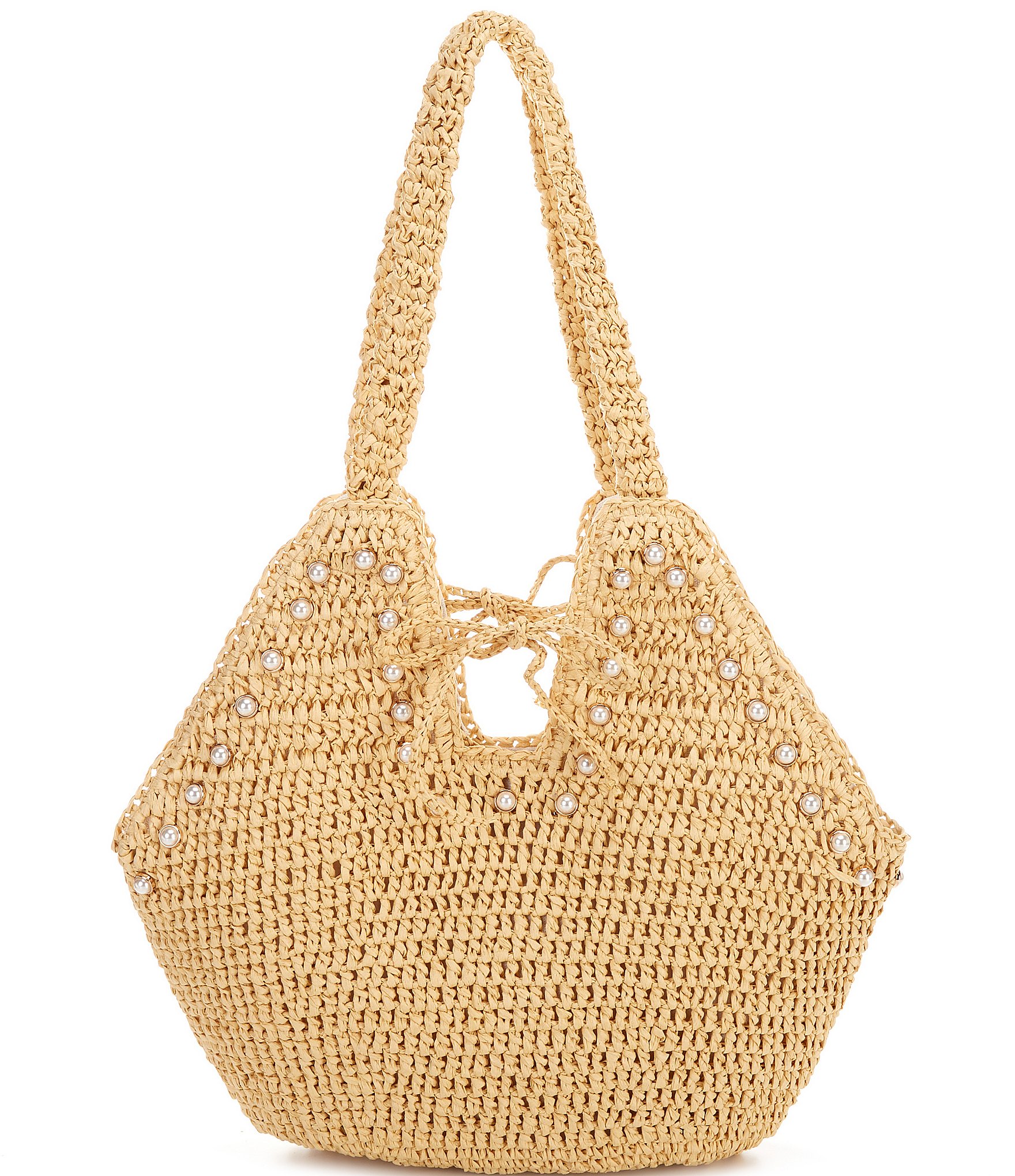 Btb Los Angeles Posey Pearl Straw Tote Bag