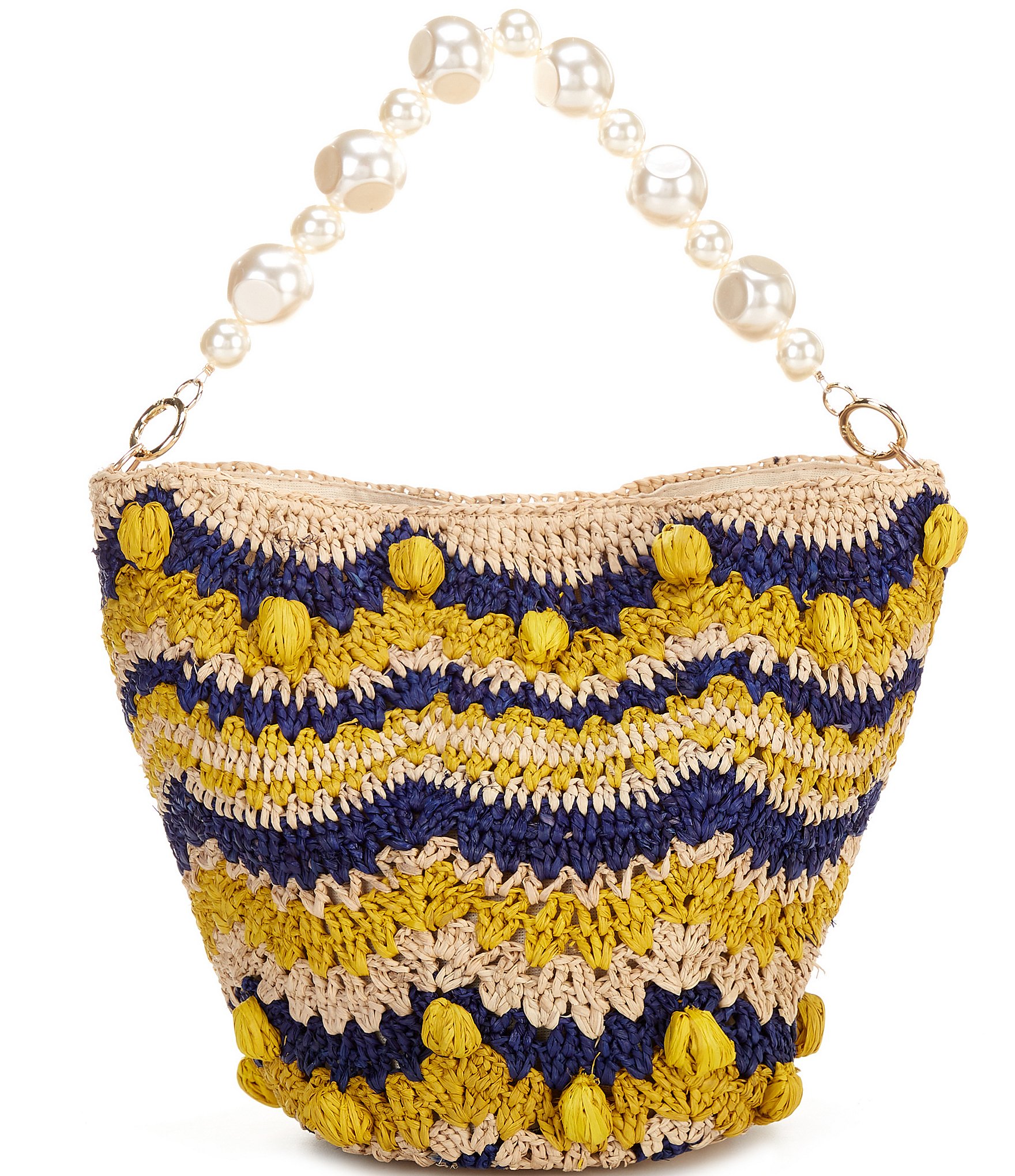 Btb Los Angeles Terni Pearl Raffia Bucket Bag