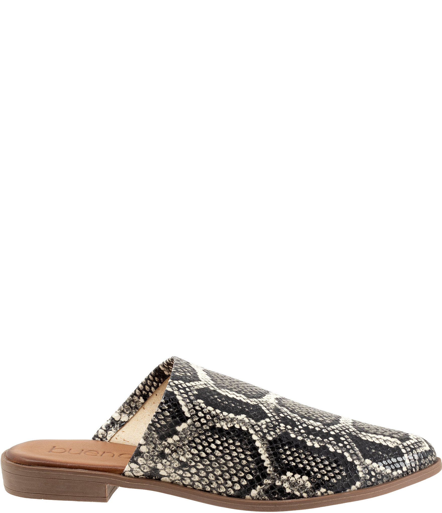 Bueno Bambi Snake Print Leather Point Toe Mules