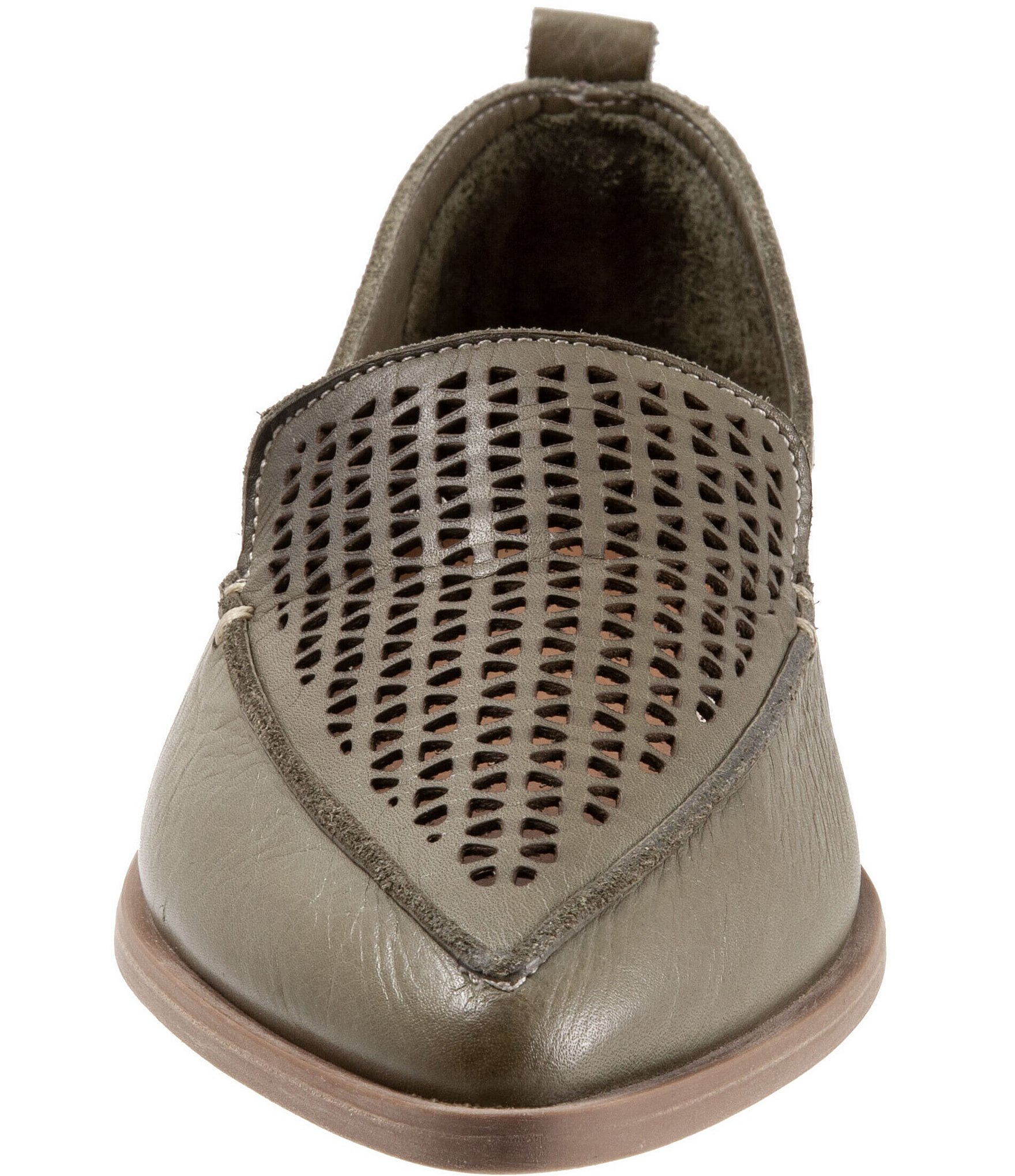 Bueno Blazey Leather Perforated Pointed Toe Loafers