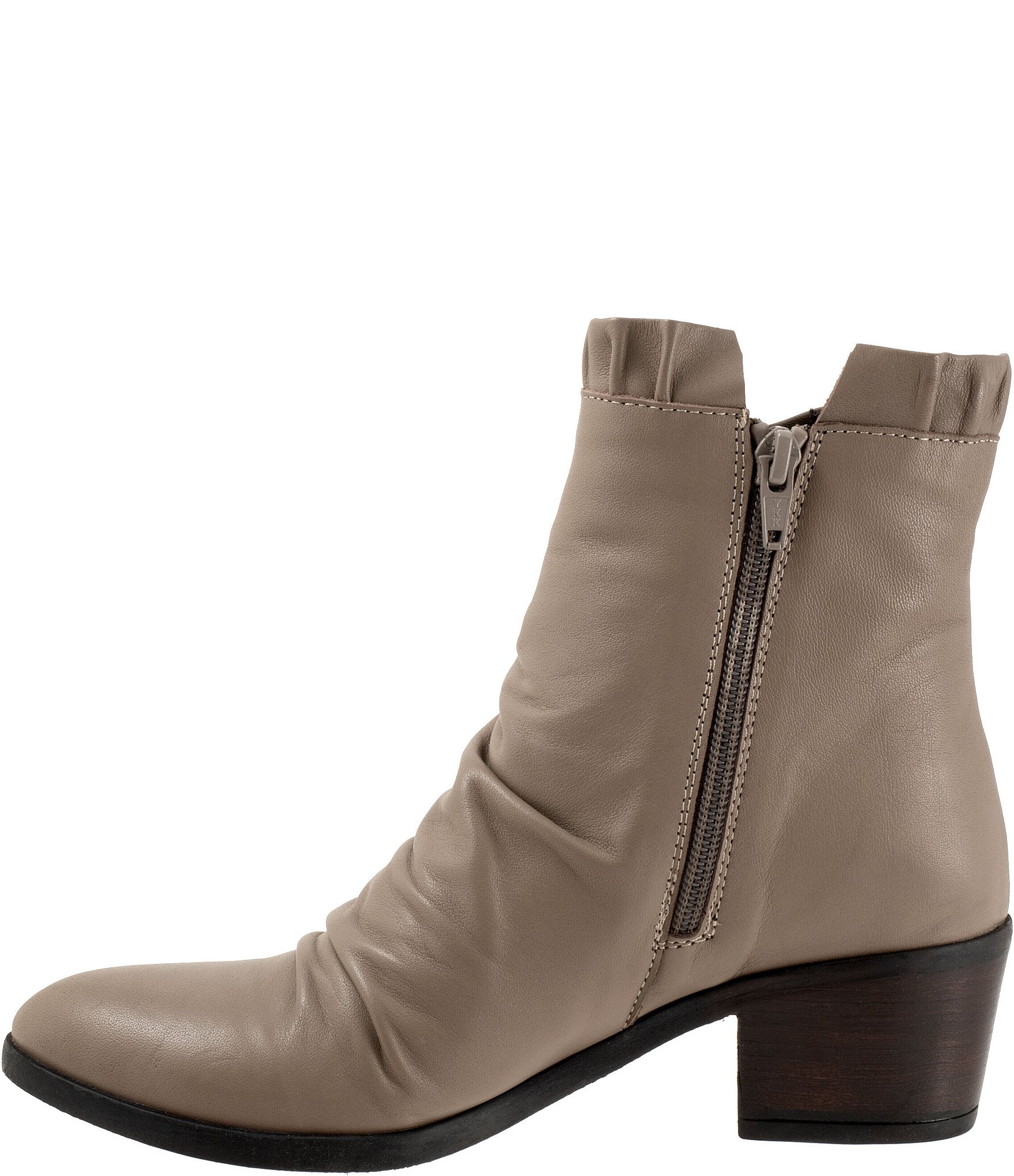 Bueno Connie Ruched Leather Ruffle Detail Booties