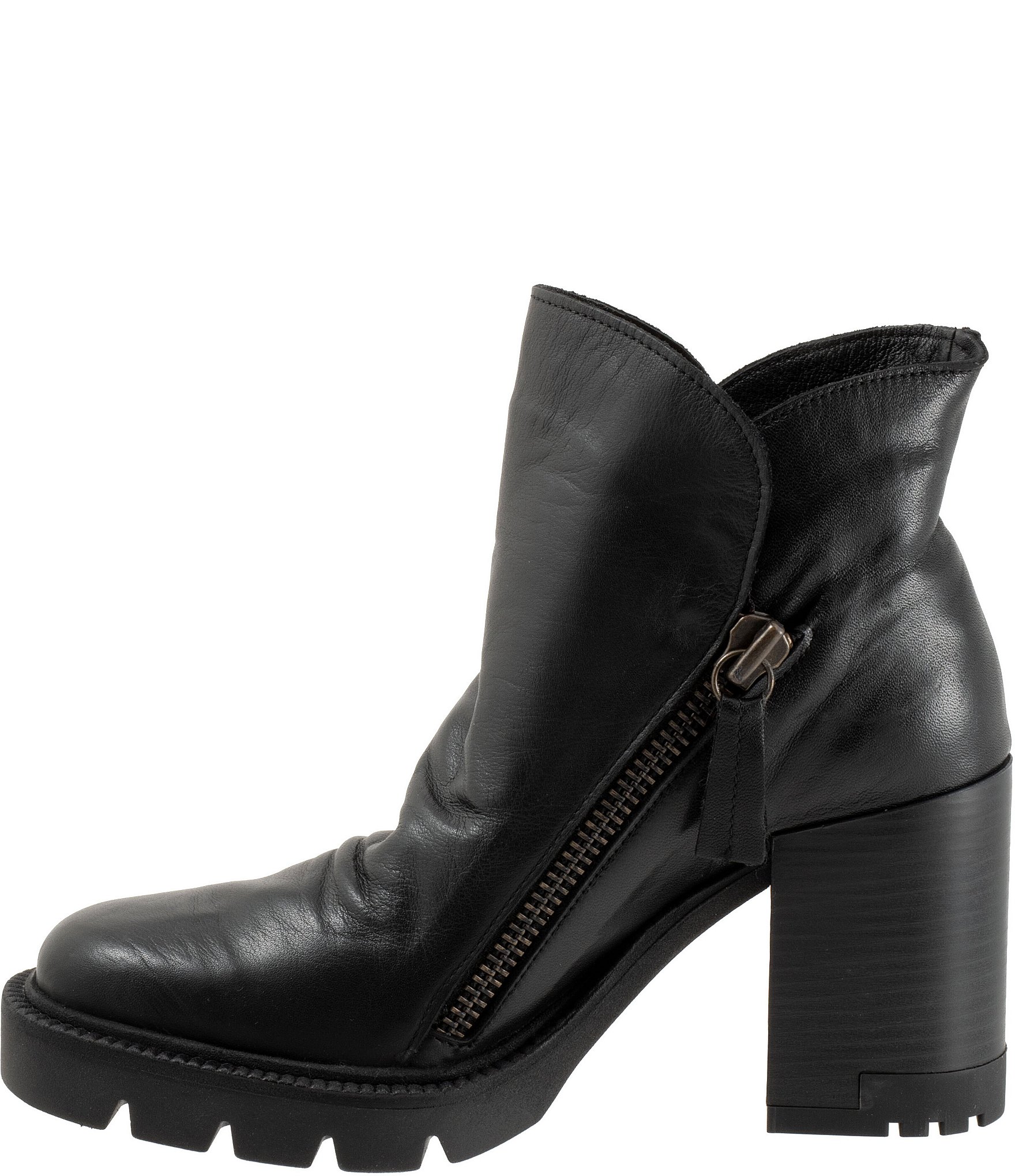 Bueno Elliott Leather Lugged Platform Block Heel Ankle Booties