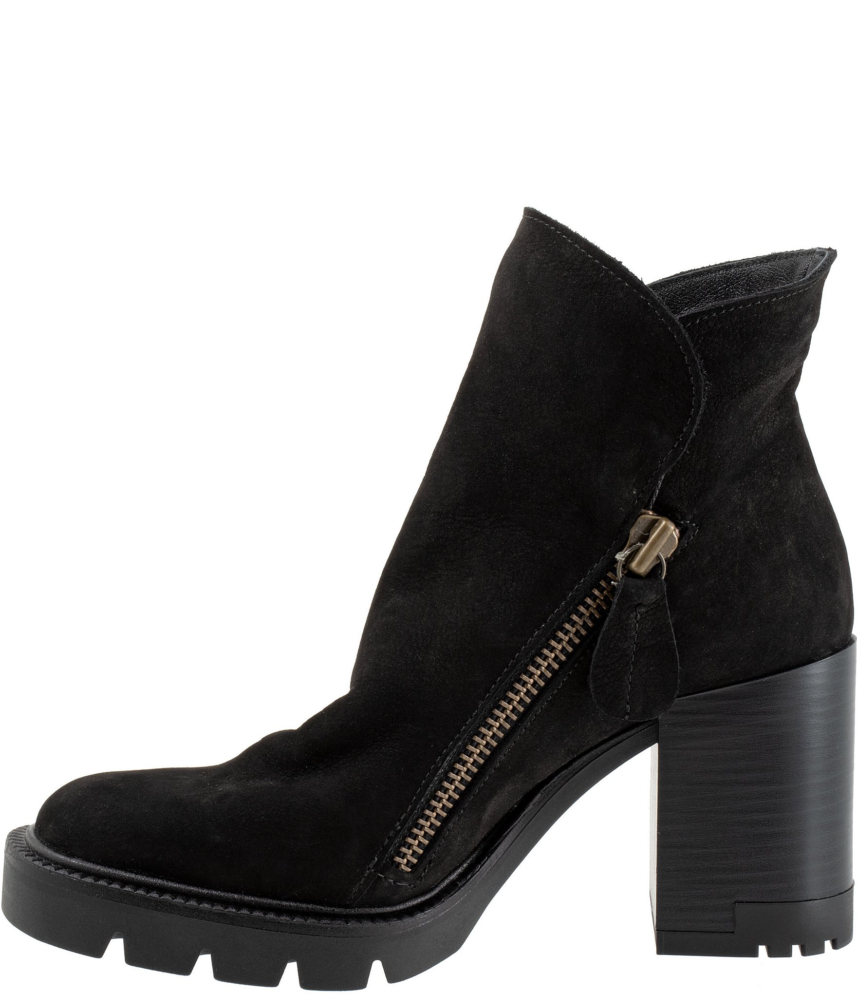 Bueno Elliott Nubuck Suede Lugged Platform Block Heel Ankle Booties