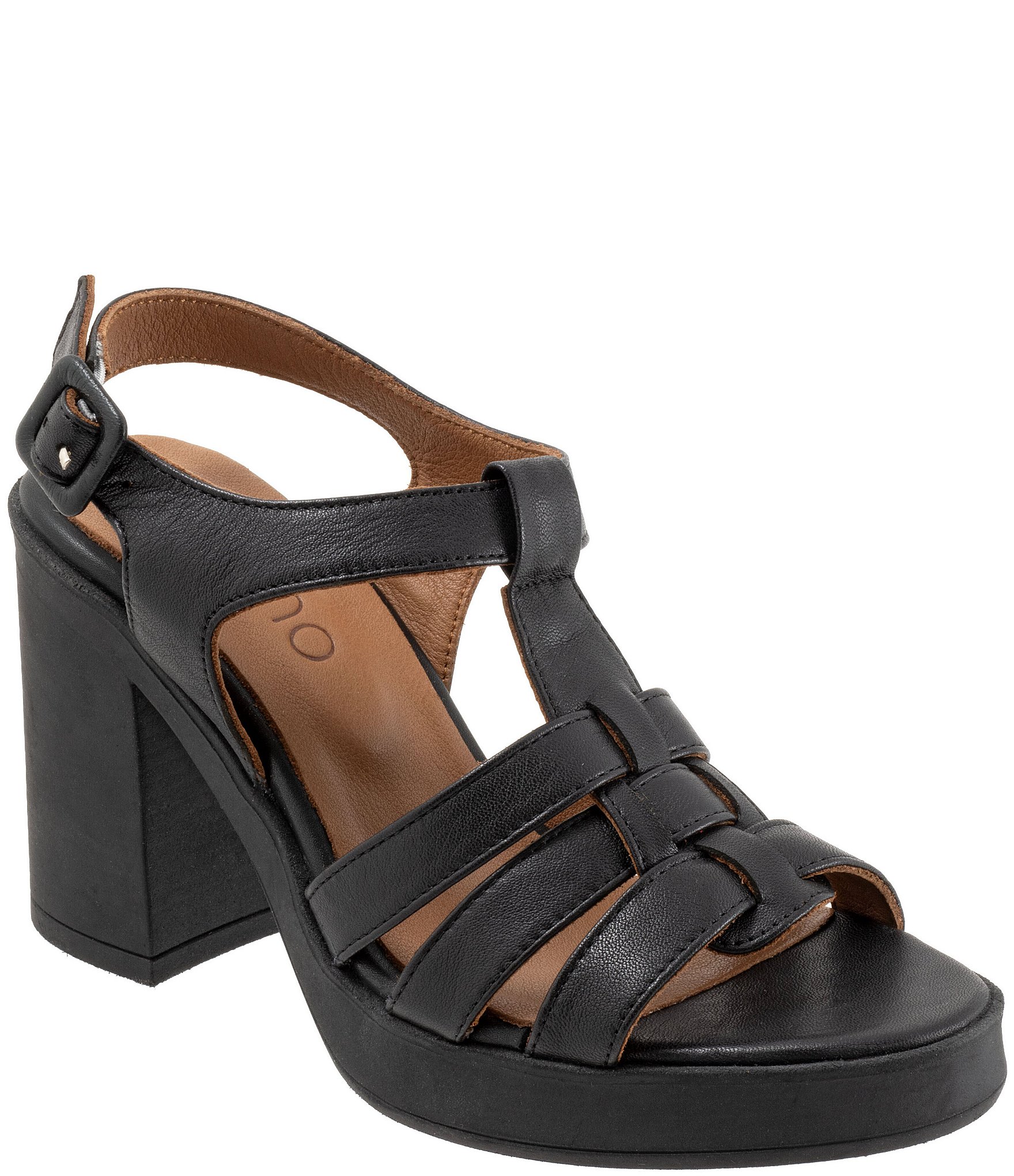 Bueno Lana Leather Platform Block Heel Sandals Dillard s