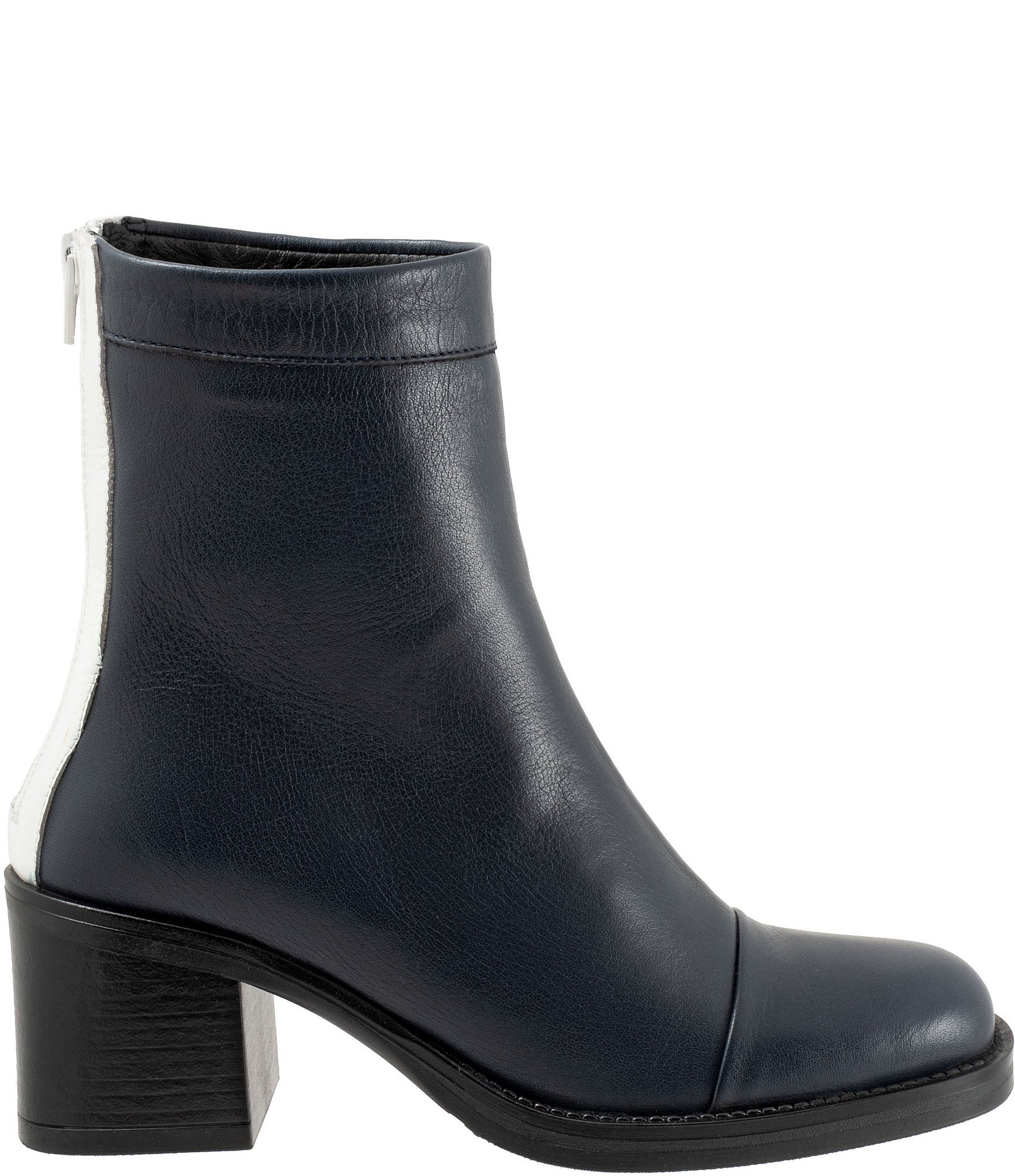 Bueno Rina Leather Block Heel Back Zip Booties