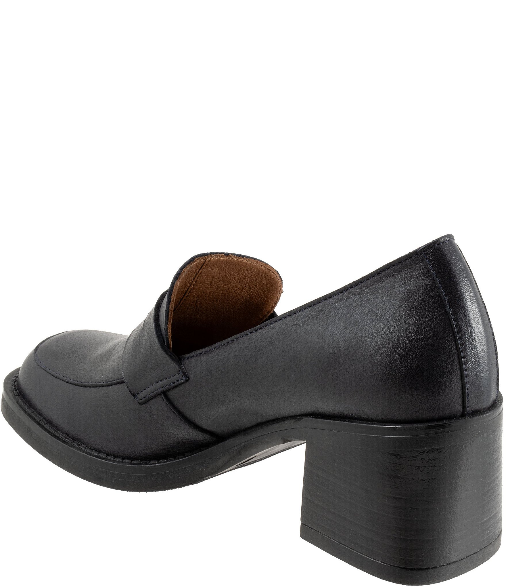 Bueno Ruth Leather Block Heel Penny Loafer Pumps